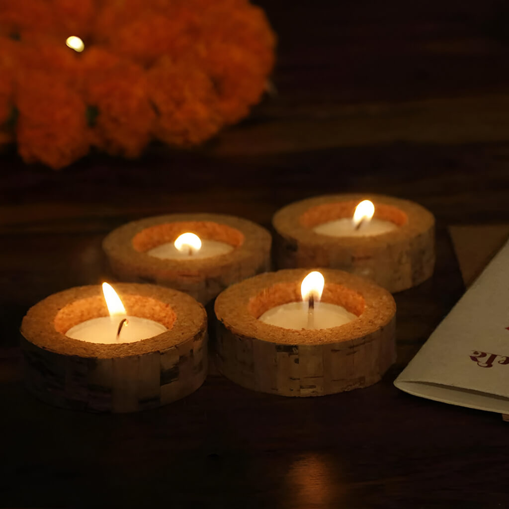 Bigsmall Floating Cork Diya - Set of 4