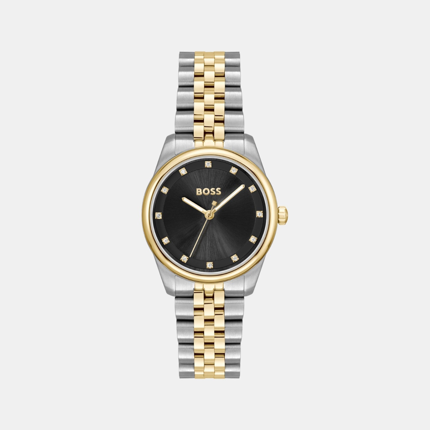 Boss Graceful Precious Women Quartz Black Dial Analog Stainless Steel Watch 1502811