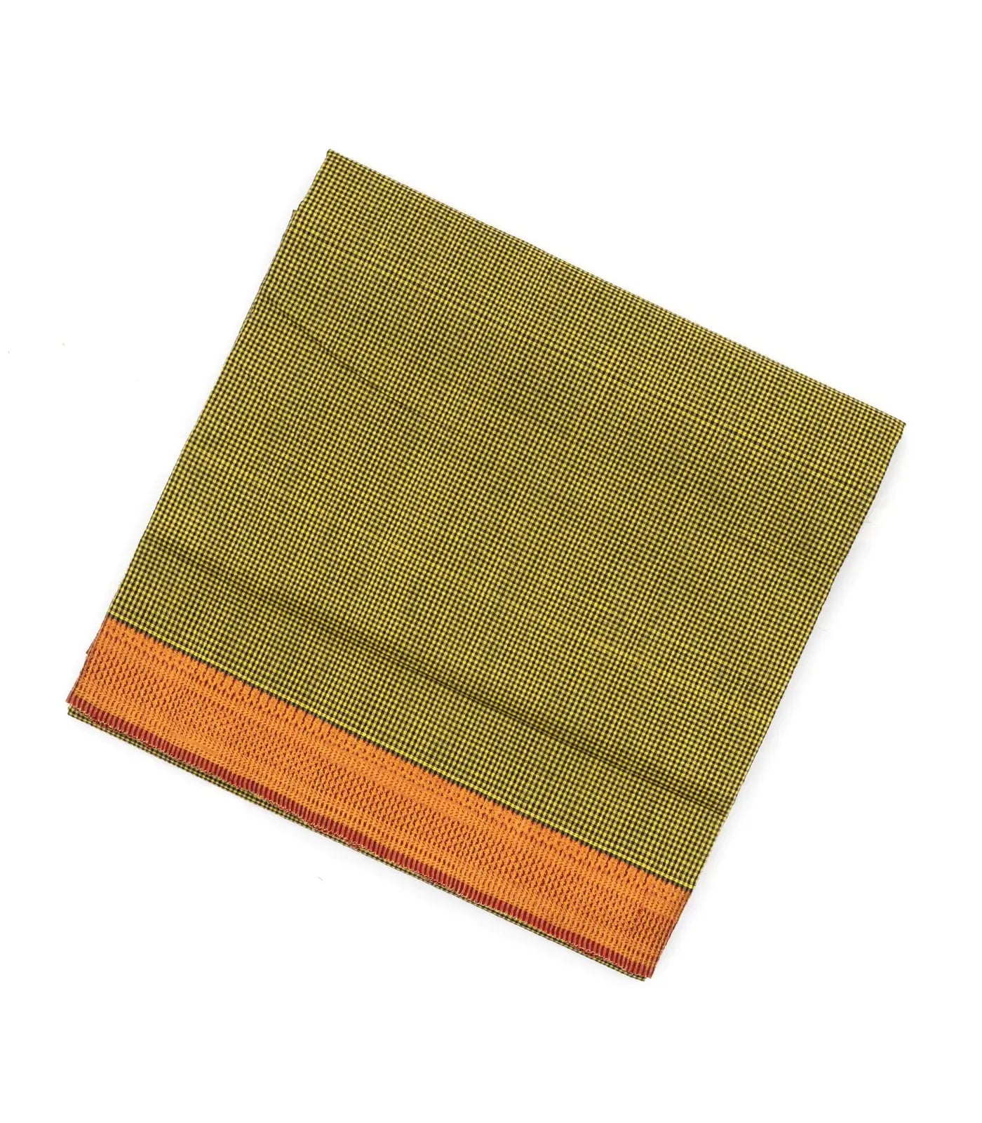 RmKV Olive Green Handloom Mangalagiri Cotton Saree With Checks