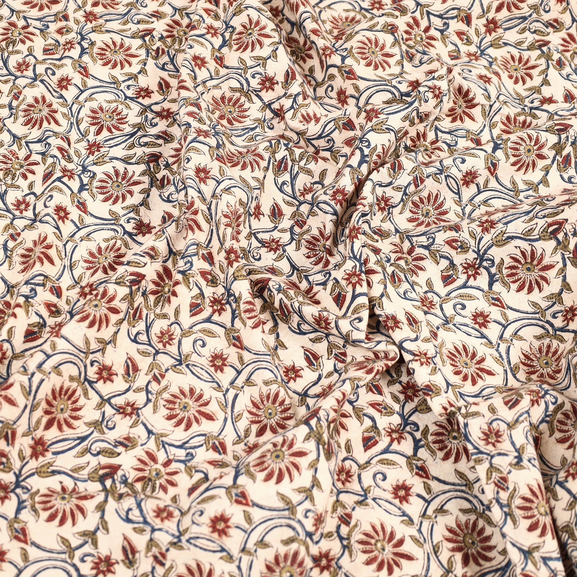 PITCHUKA SRINIVAS KALAMKARI PEDANA Beige - Pedana Kalamkari Block Printed Cotton Double Bed Cover (111 x 91 in) 05 - view 4