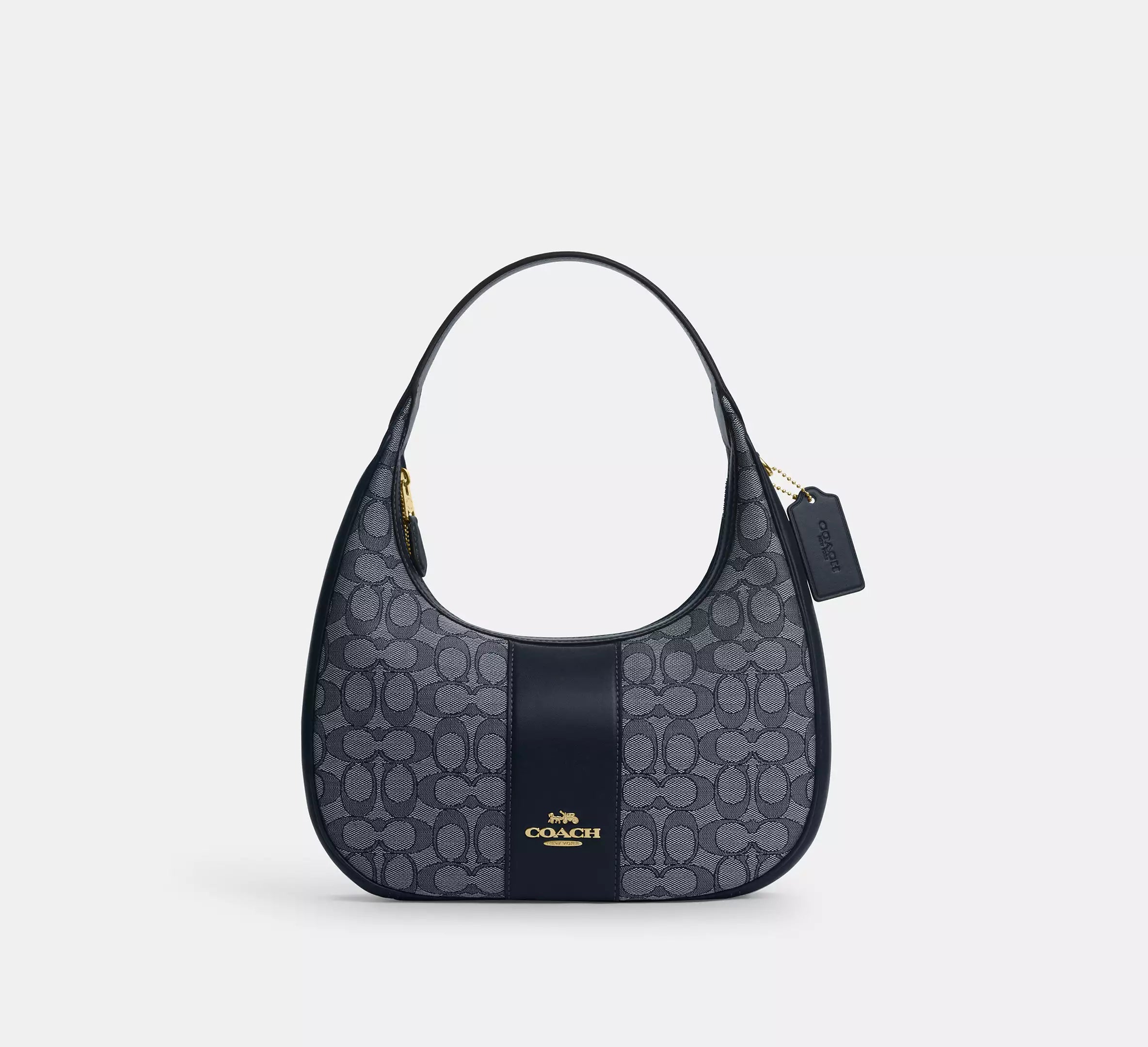 HYPE ELIXIR Coach Carmen Shoulder Bag In Signature Jacquard Midnight Navy