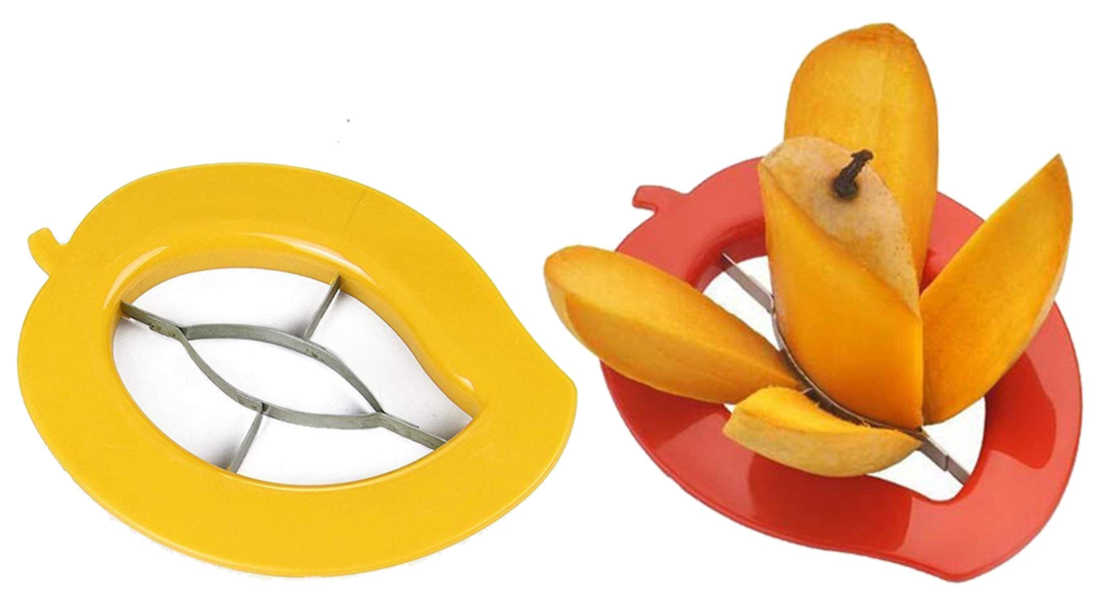 Kuber Industries Plastic 2 Pieces Mango Cutter Chopper Slicer Machine (Multi)-KUBMART11074