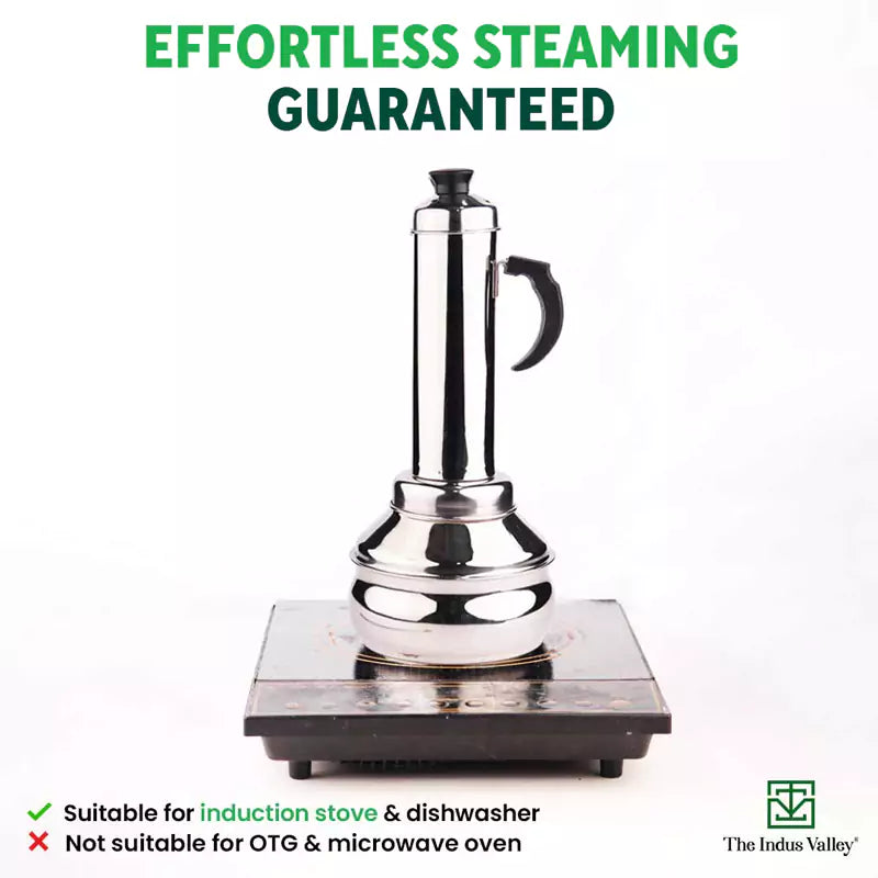 The Indus Valley Stainless Steel Puttu Maker, Premium Quality, 100% Toxin-free, Non-stick, Bakelite Handle, Induction & Gas - view 10