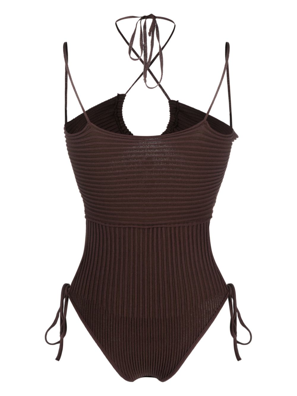 AndreĀdamo Andrea Adamo halterneck-fastening ribbed-knit bodysuit - view 3