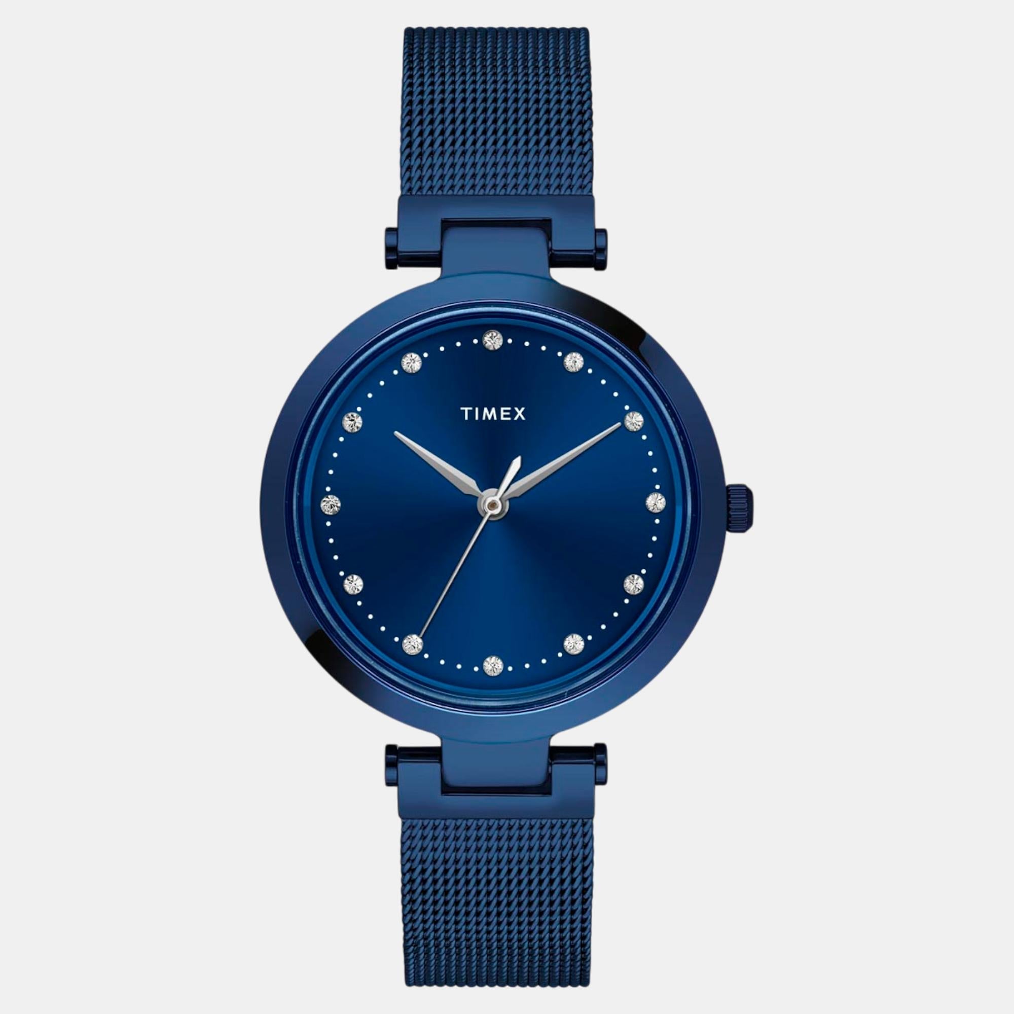 Timex Fashion Women Quartz Blue Dial Analog Stainless Steel Watch TWEL11827