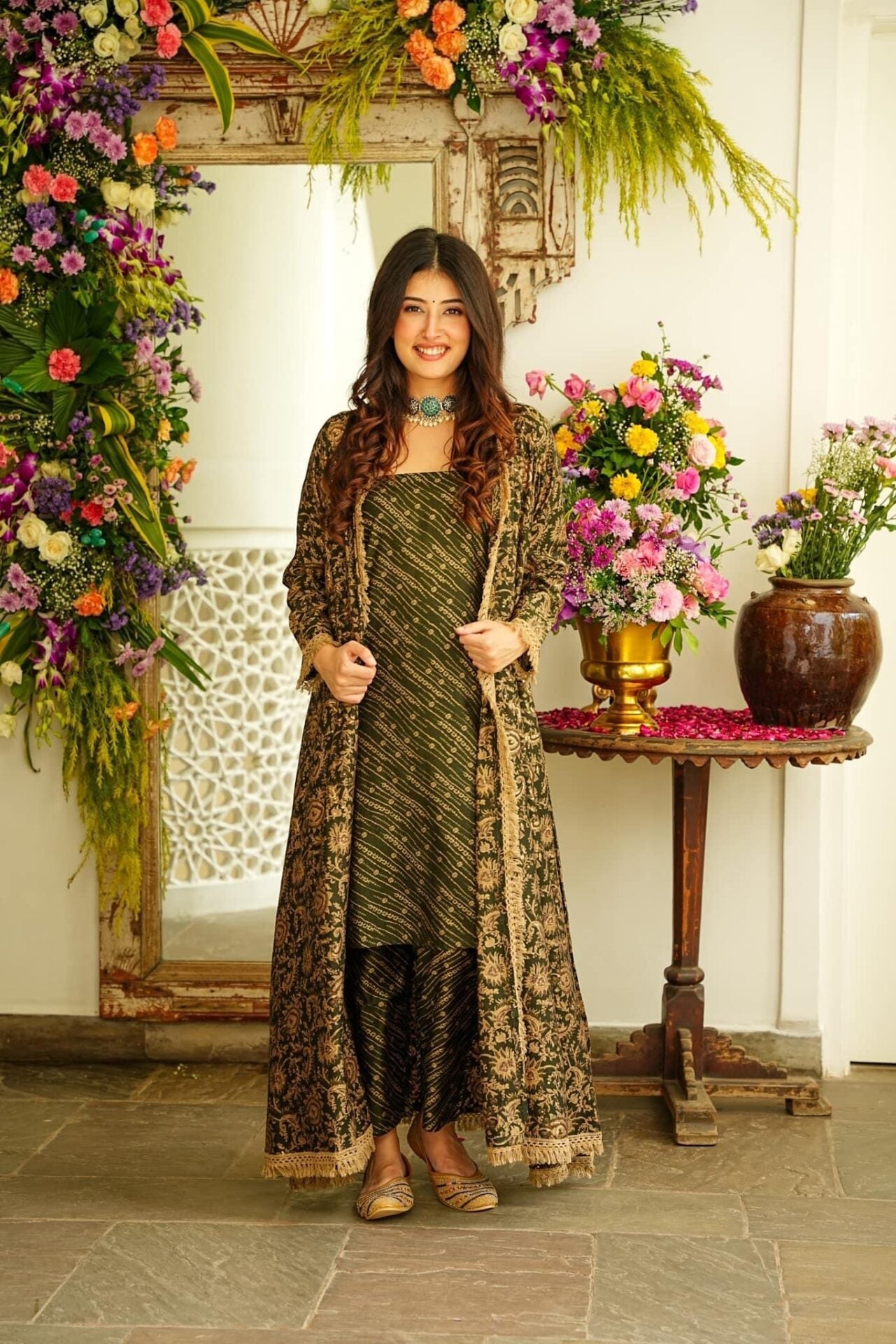 Idaho-o Zenia muslin kurta-shrug
