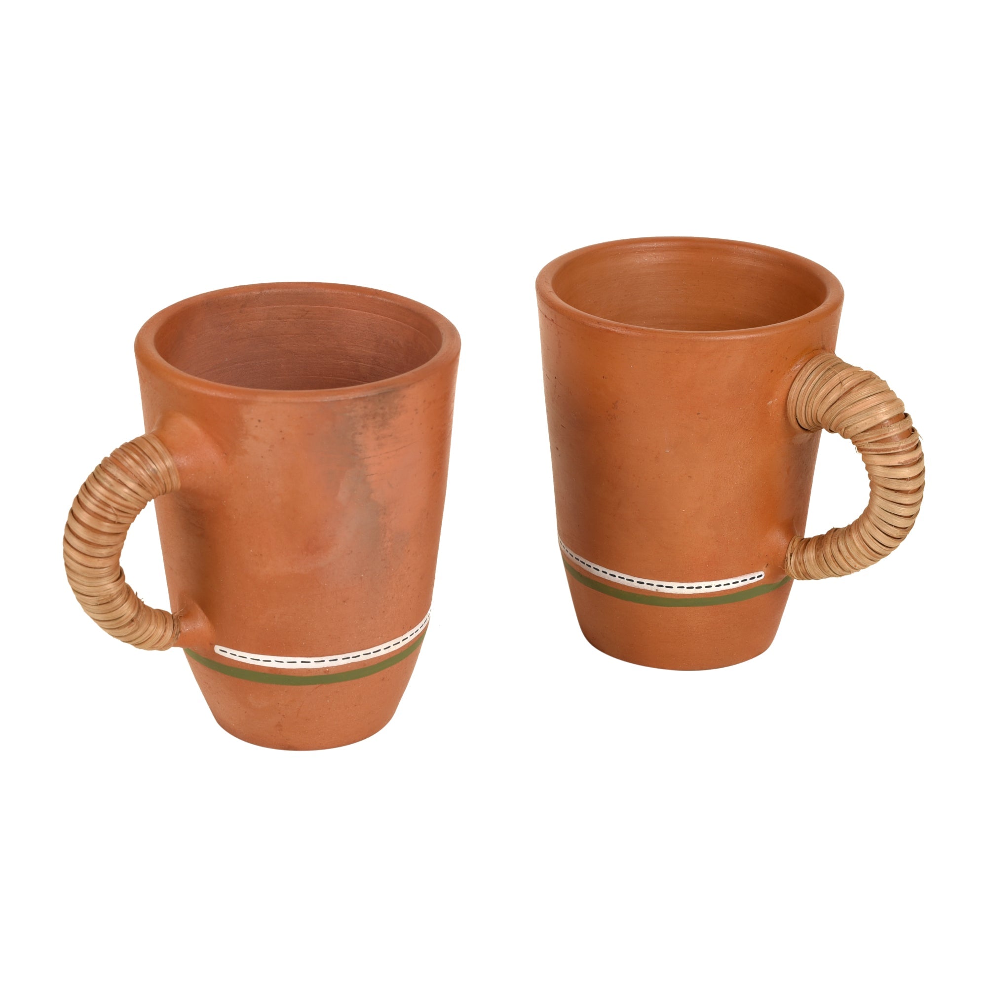 ART CREATIONS BY SUMAN SONTHALIA Brown - Knosh-5 Earthen Mugs with Caned Handle (Set of 2) - view 2