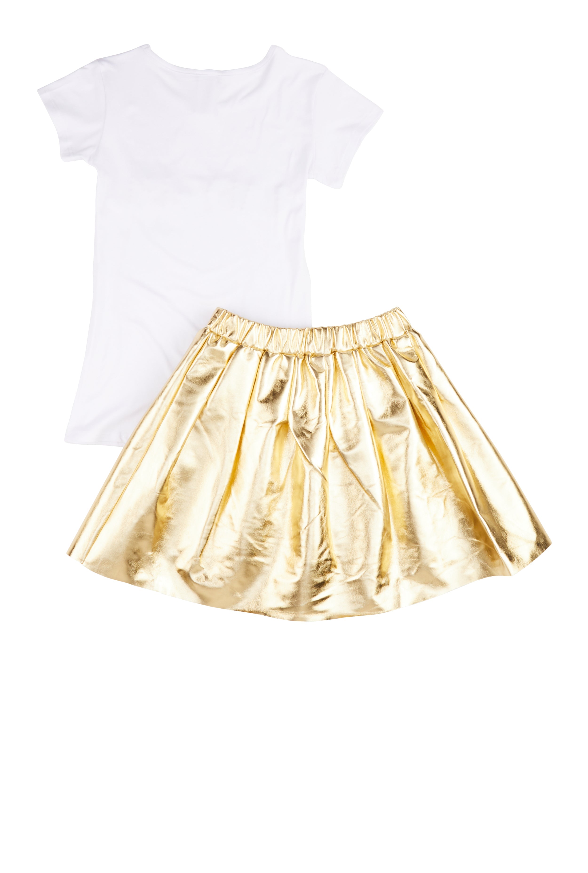 Rainbow Shops Girls Baby Girl Studded Tee and Metallic Pleated Skirt - view 2