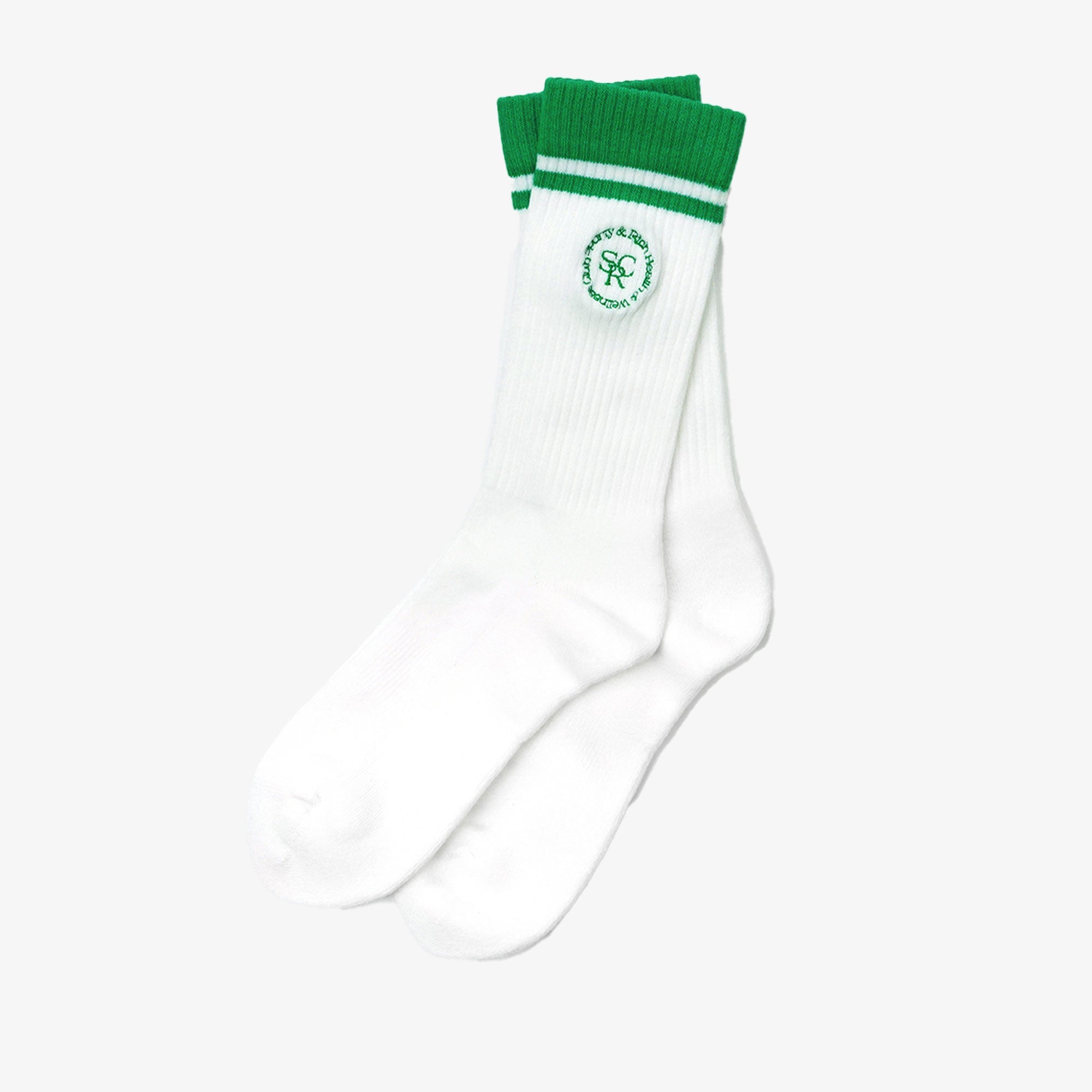 Sporty & Rich | Srhwc Embroidered Socks { White/verde - view 3