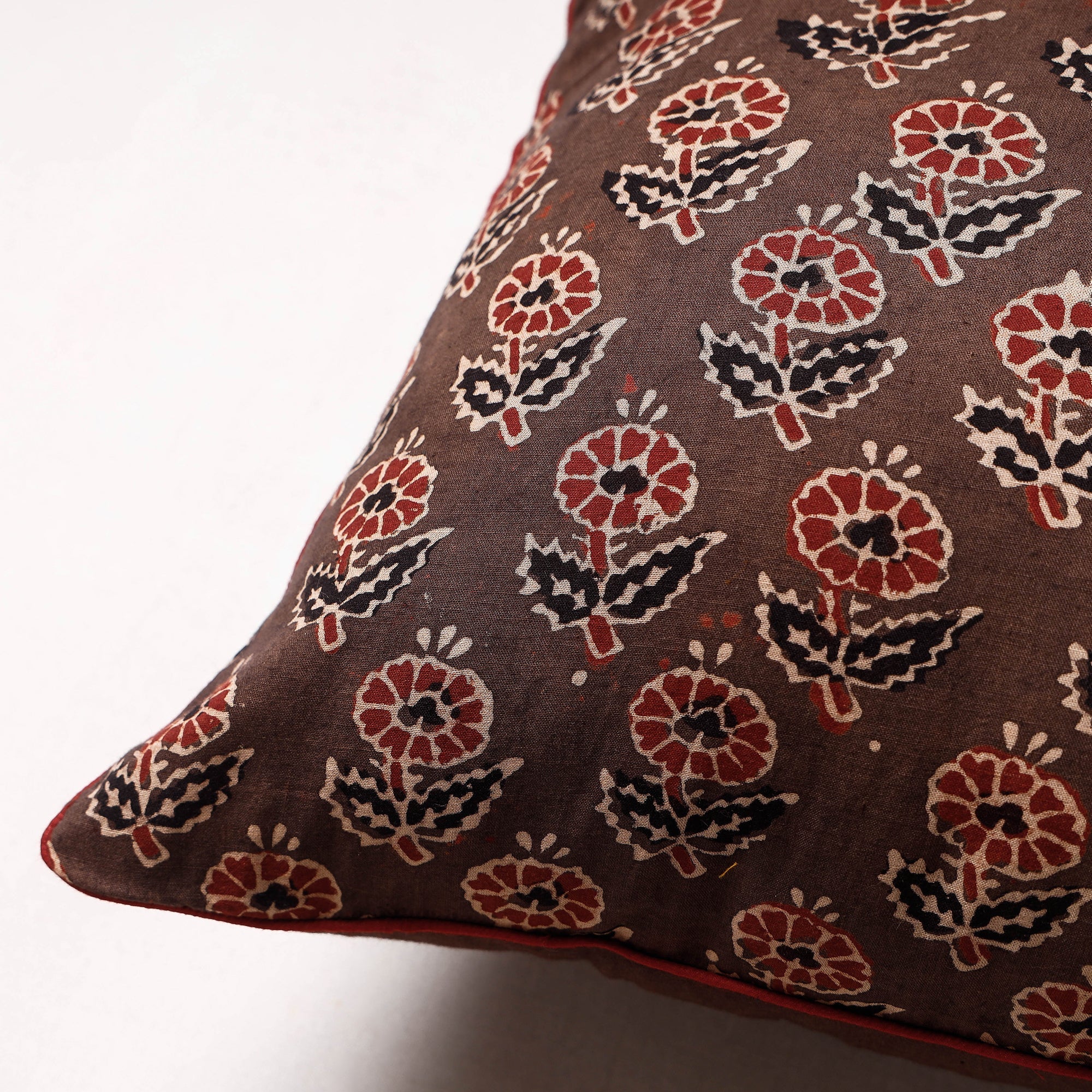 HAVELI CHRONICLES Brown - Ajrakh Block Printed Cotton Cushion Cover (16 x 16 in) - view 2