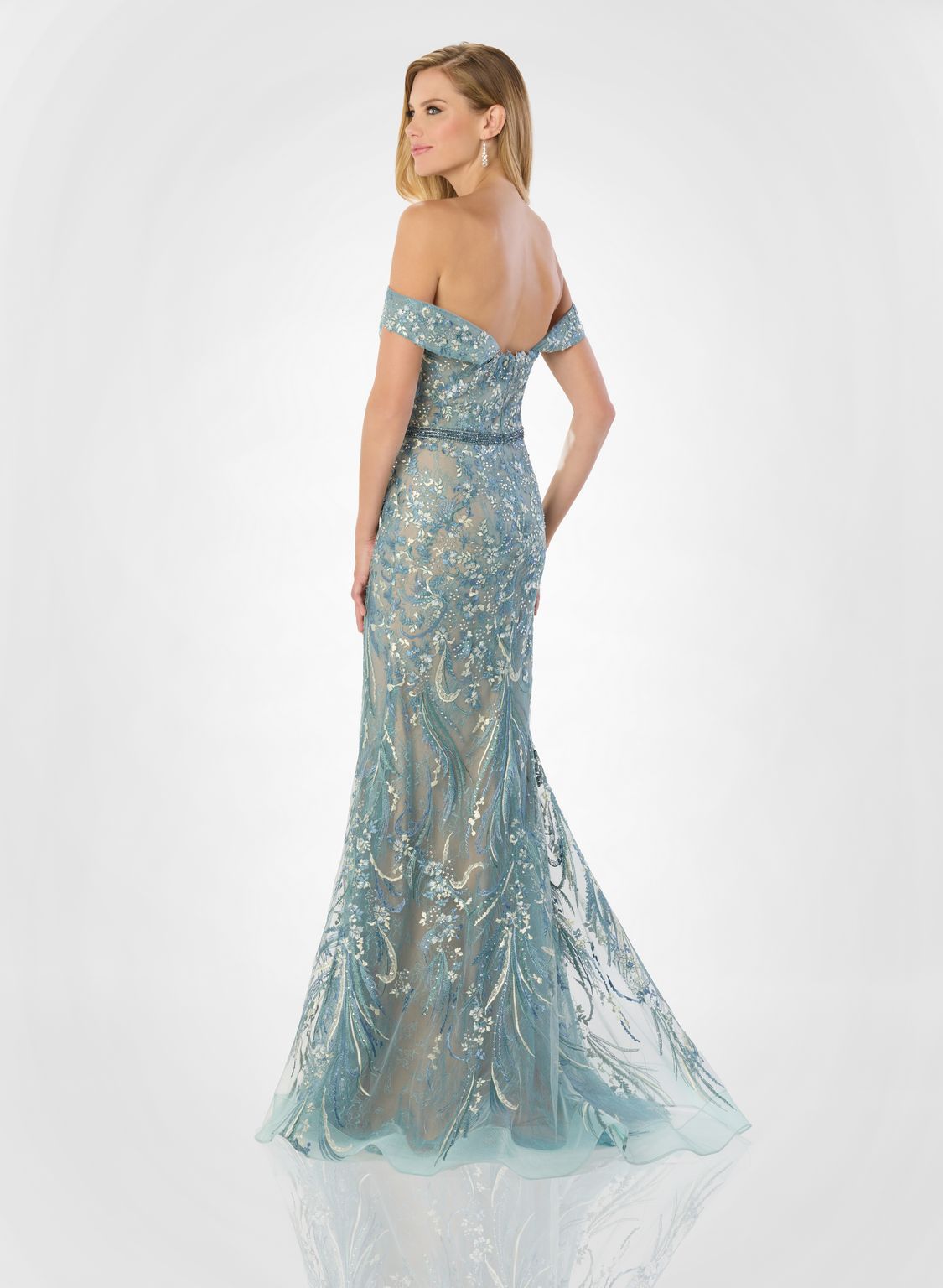 Montage M2230 Long Lace Mermaid Beaded Belt Formal Dress - view 3