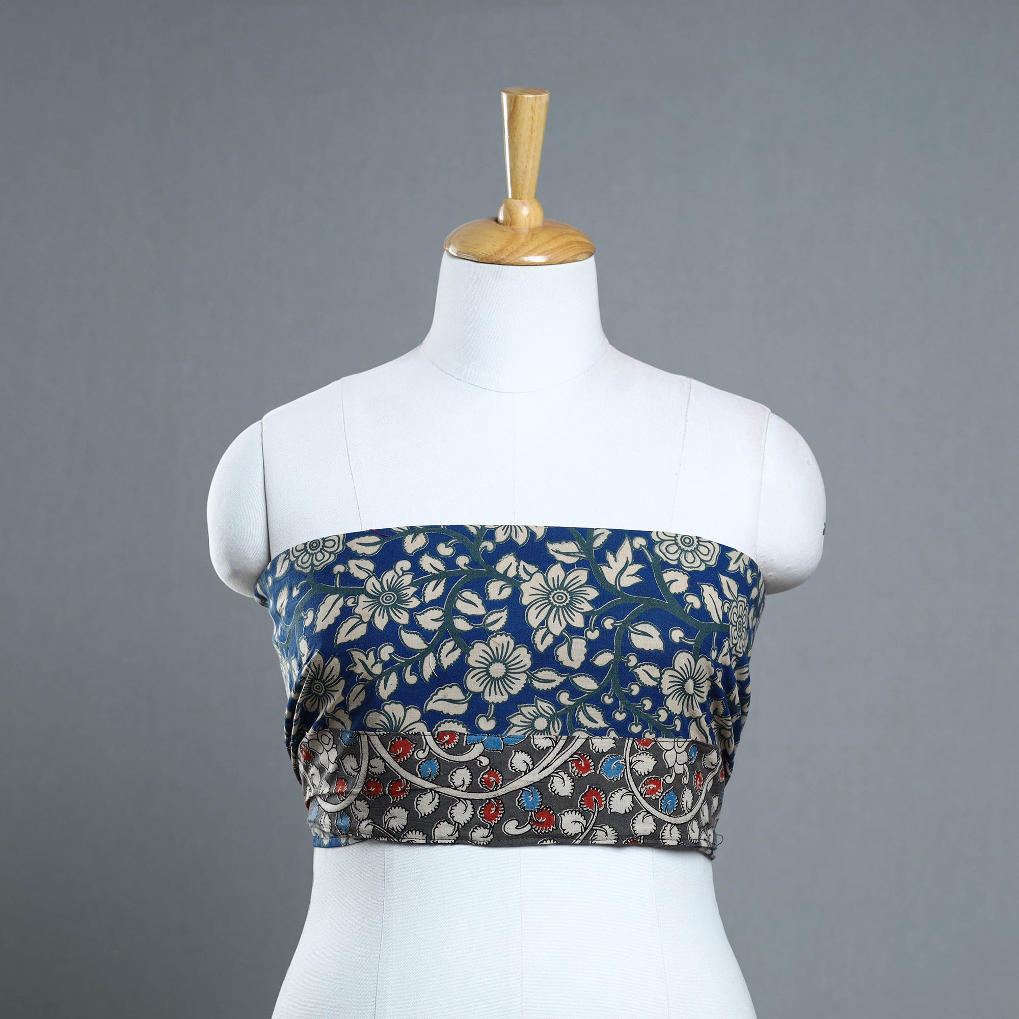 NOORI BAZAR Blue - Block Printed Cotton Kalamkari Blouse Piece 26