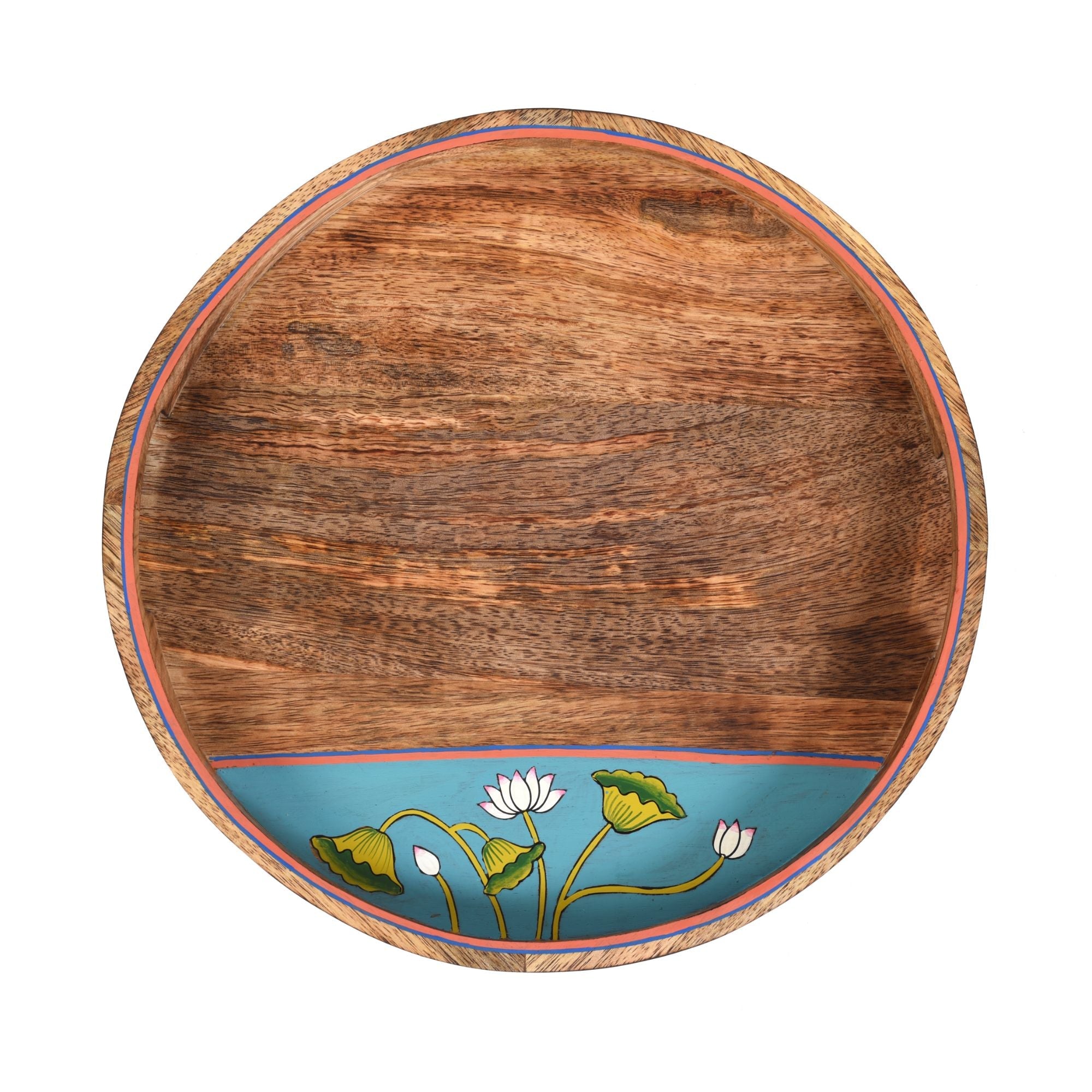 ART CREATIONS BY SUMAN SONTHALIA Brown - Pichhwai Leela Round Serving Tray (Set of 2) - view 5