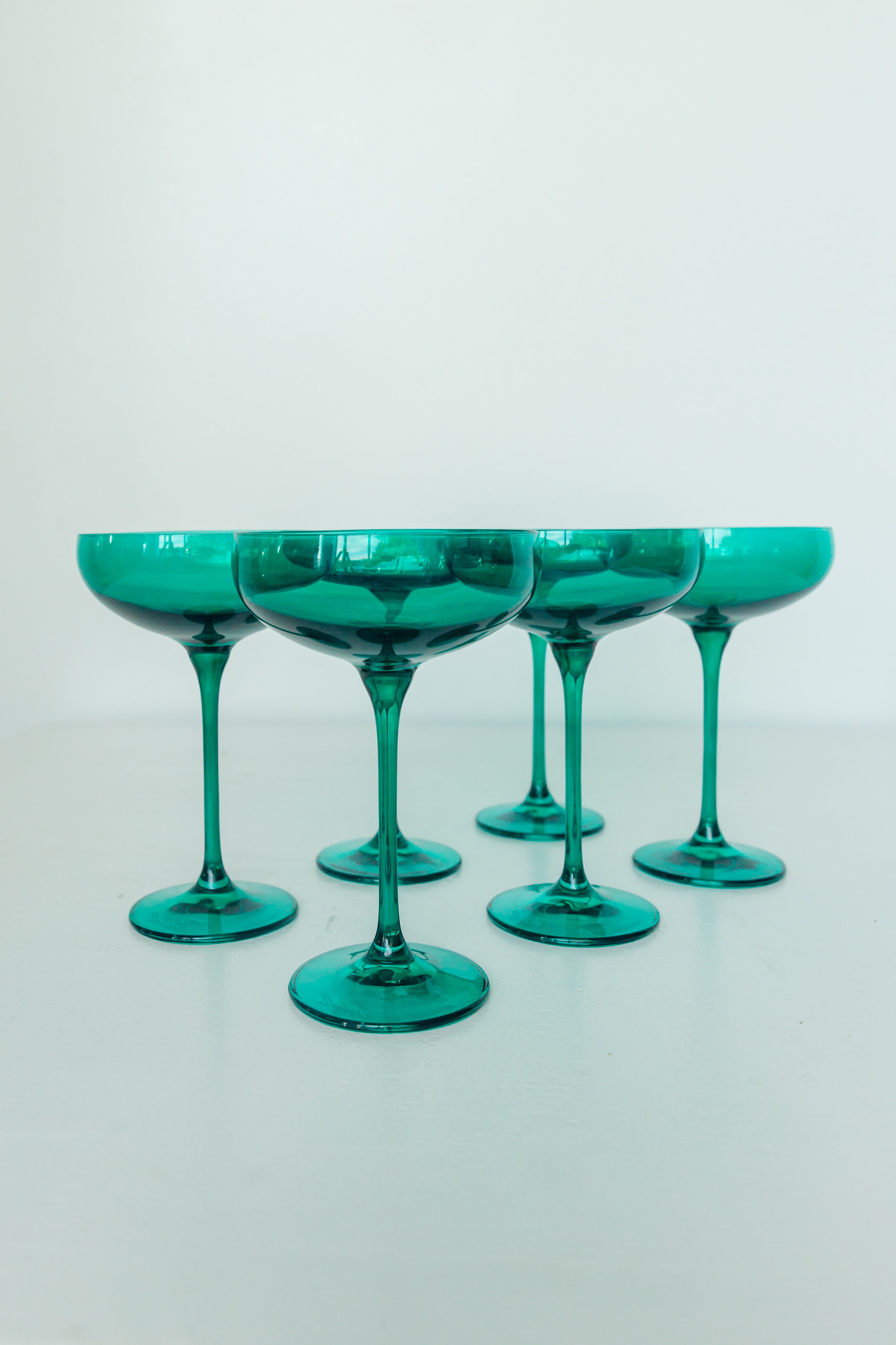 Estelle Colored Glass Estelle Colored Champagne Coupe Stemware - Set of 6 {Emerald Green} - view 2