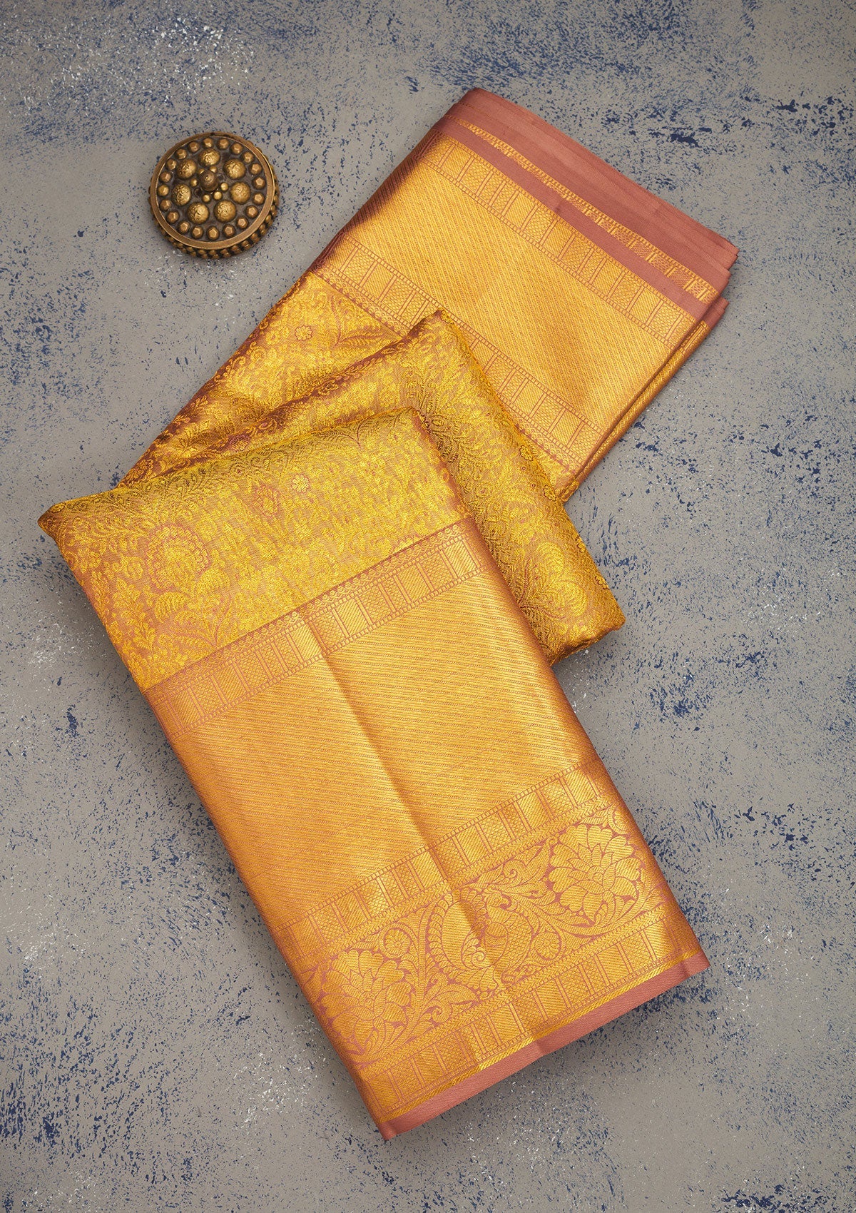 Koskii Light Brown Zariwork Pure Silk Saree – Women's