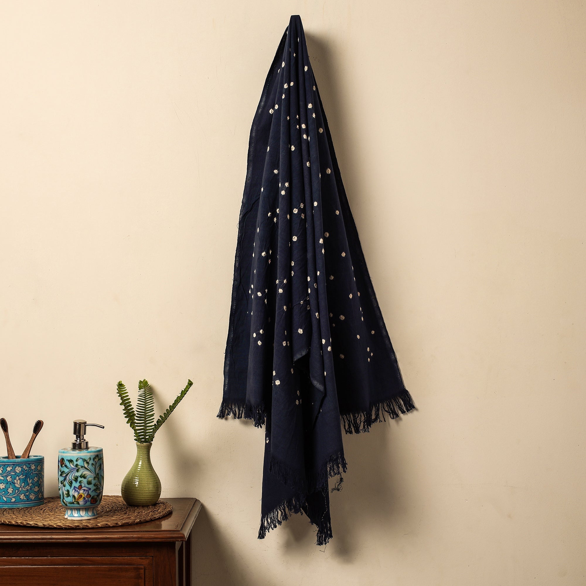 KACHCHH JI CHHAAP Black - Bandhani Tie-Dye Handloom Cotton Towel