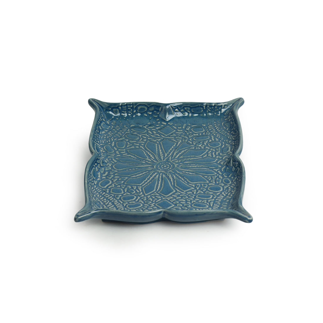 EXCLUSIVELANE 'Coral Reef' Serving Platters In Ceramic (Set of 2, Hand Glazed Studio Pottery, Microwave Safe) - view 4