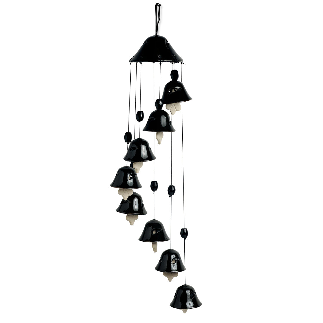 EXCLUSIVELANE 'Hazel Symphonies' Handpainted Decorative Hanging Bells Wind Chime In Ceramic (24 Inch) - view 2