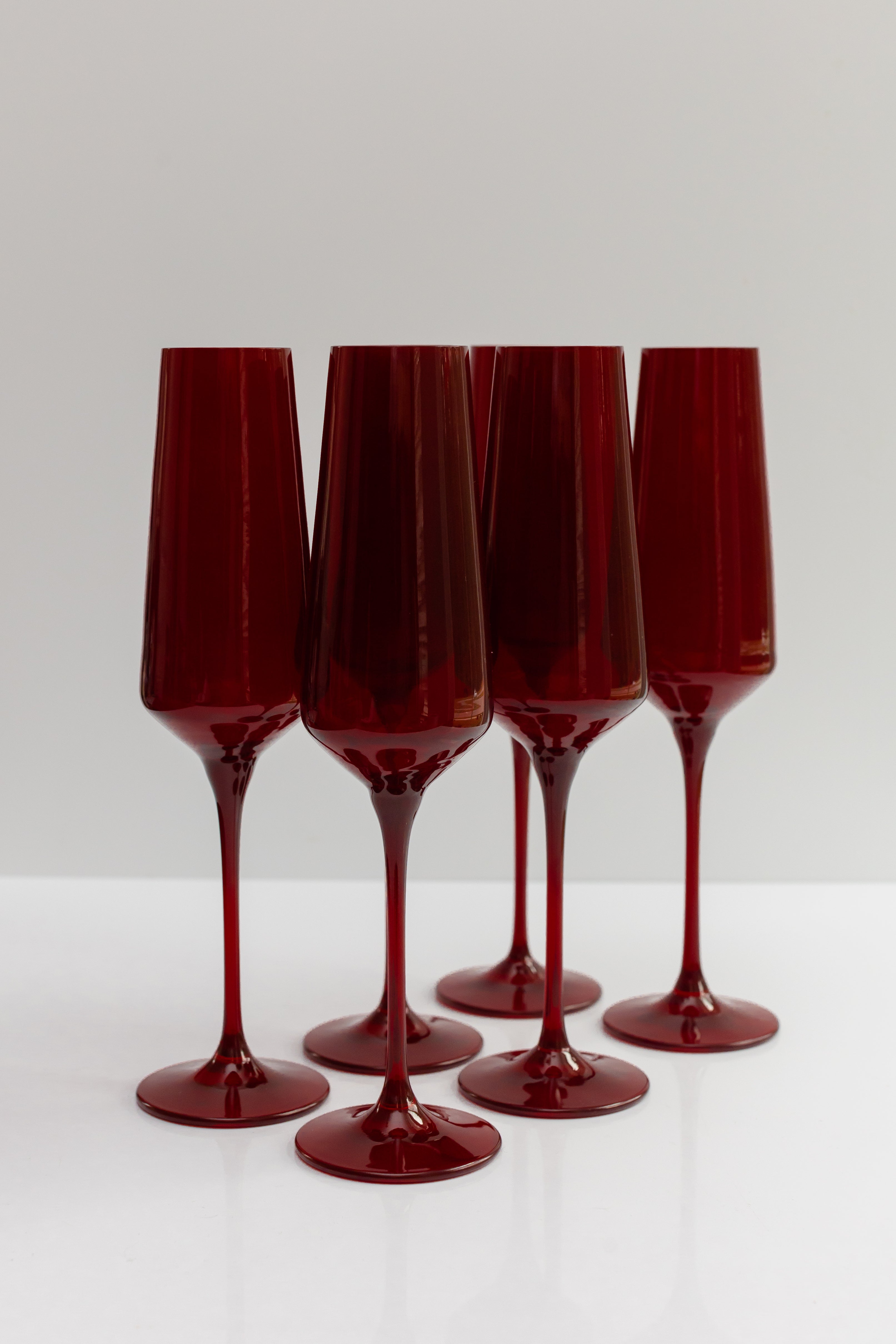 Estelle Colored Glass Estelle Colored Champagne Flute - Set of 6 {Red}