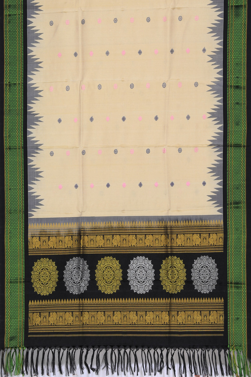 Kalanjali Gadwal Silk Beige Dupatta - view 3