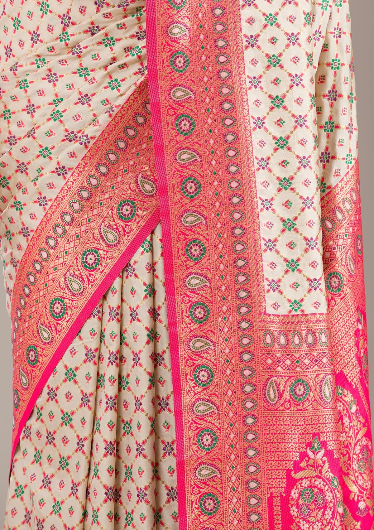 Koskii White Zariwork Banarasi Silk Saree – Women's - view 7