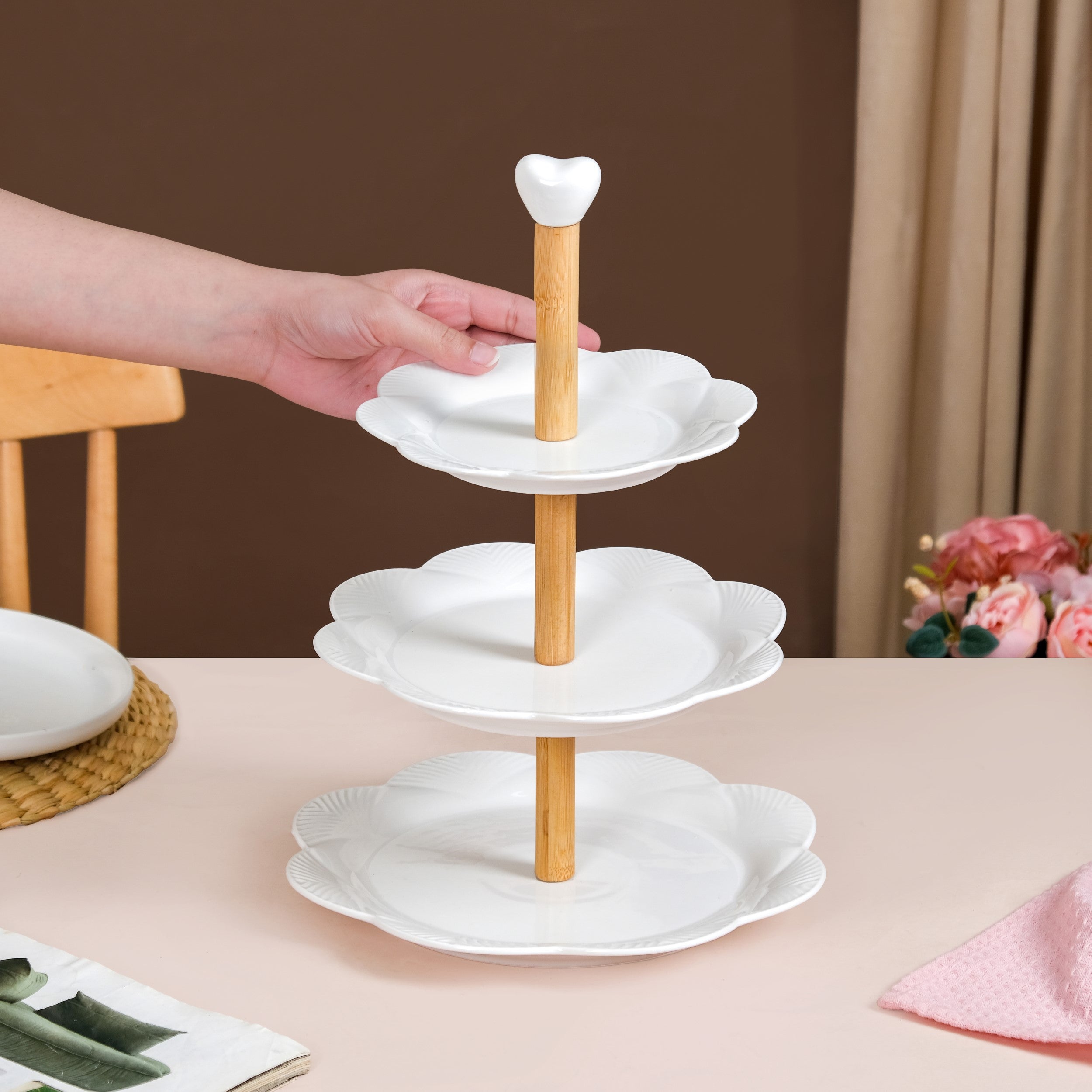 Nestasia Blanca White Ceramic 3 Tier Cake Stand - view 8
