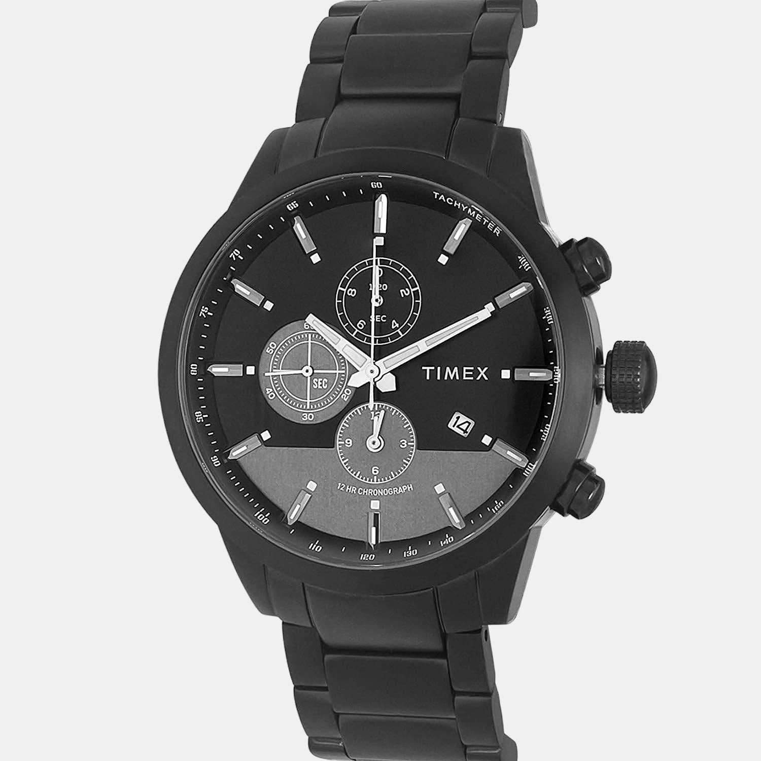 Timex E Class Men Quartz Black Dial Chronograph Stainless Steel Watch TWEG19401 - view 2