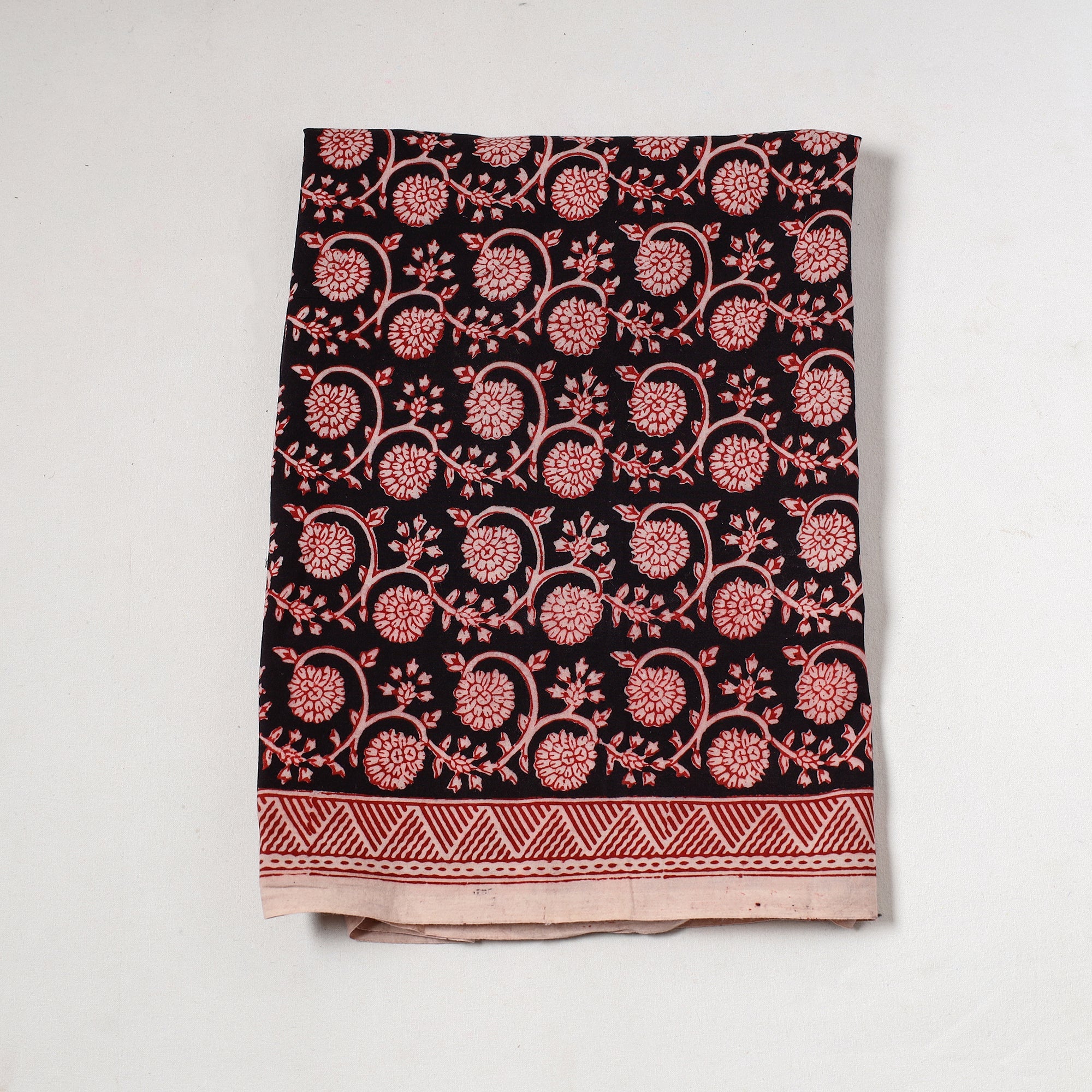BAGH PRINTS BY UMAR FARUK KHATRI Black - Bagh Block Printed Cotton Precut Fabric (1 Meter) 26