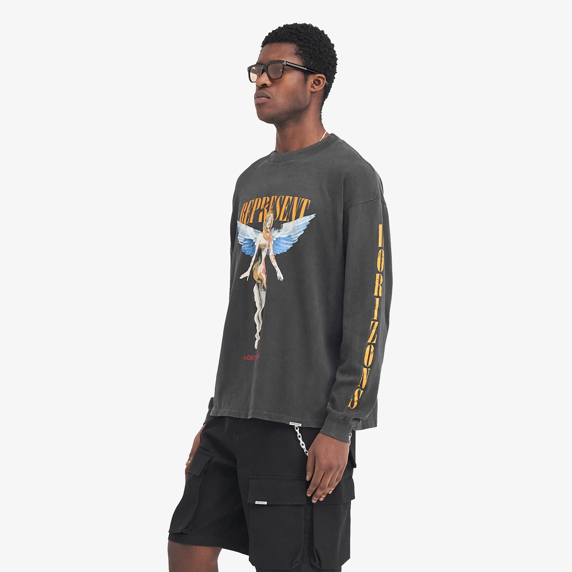 Represent | REBORN LONG SLEEVE T-SHIRT { AGED BLACK - view 2