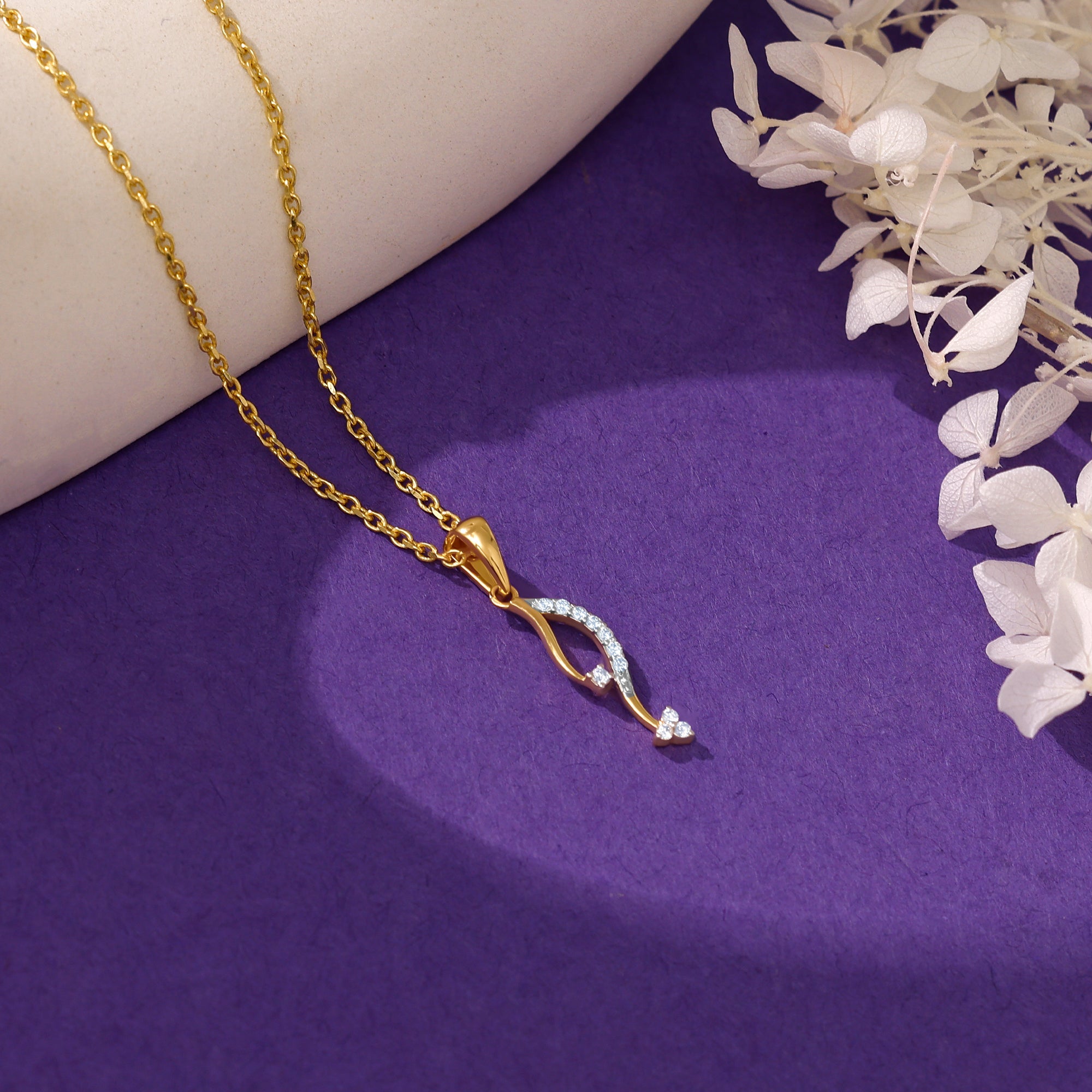 GIVA Jewellery Gold Allure Diamond Pendant - view 2