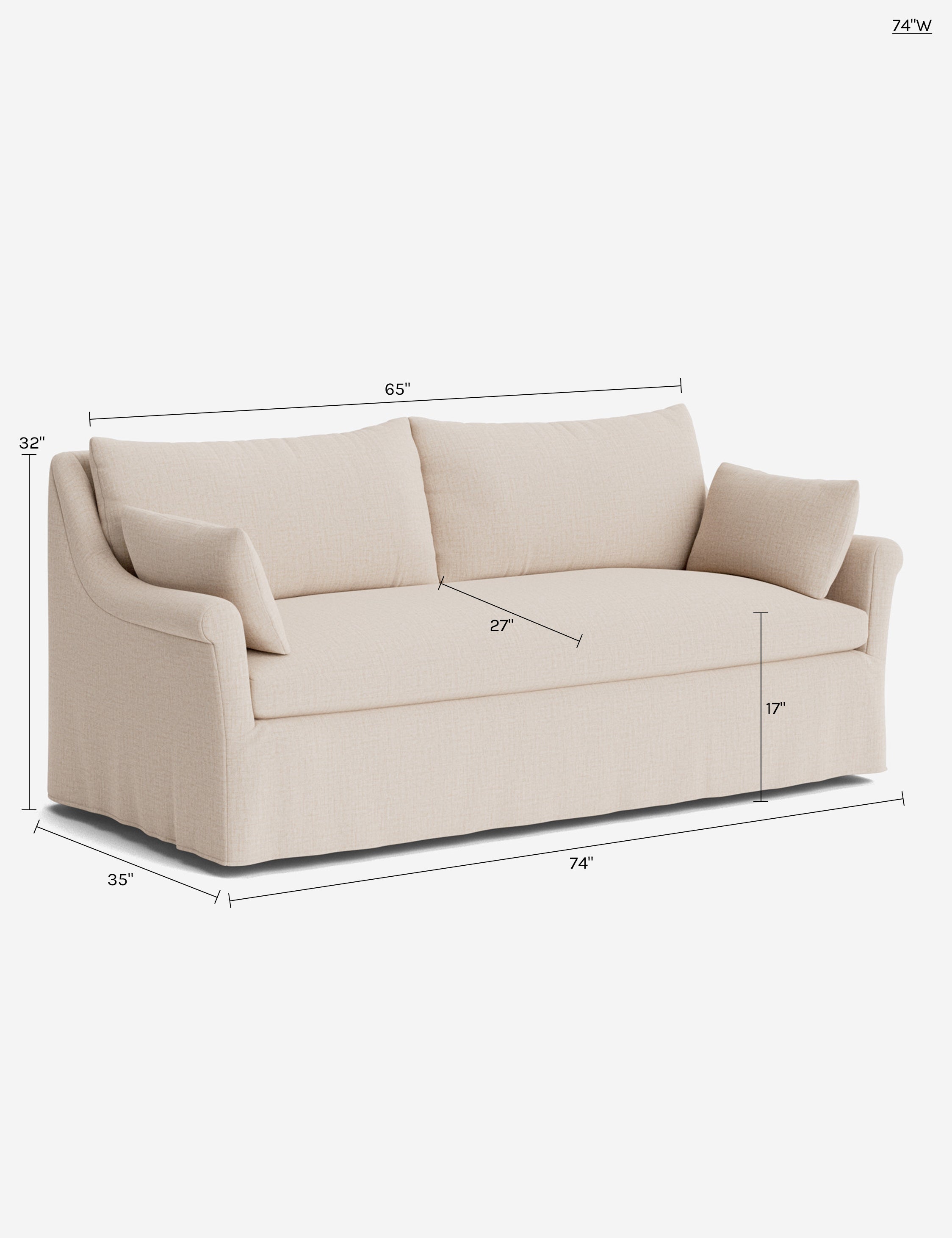 Lulu and Georgia Portola Rolled Arm Slipcover Sofa - view 204