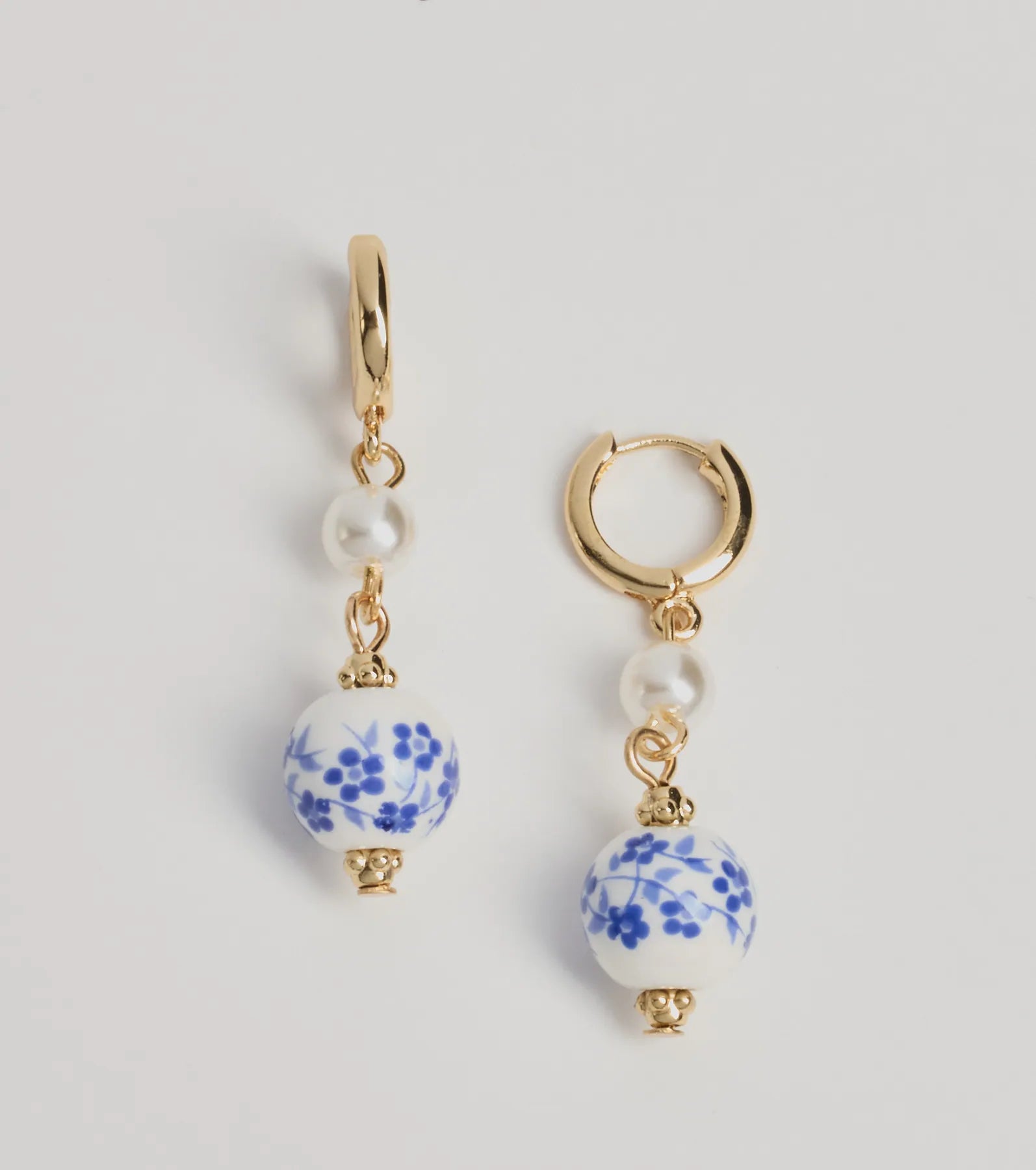 Windsor Dainty Chic Ceramic Charm Hoop Dangle Earrings
