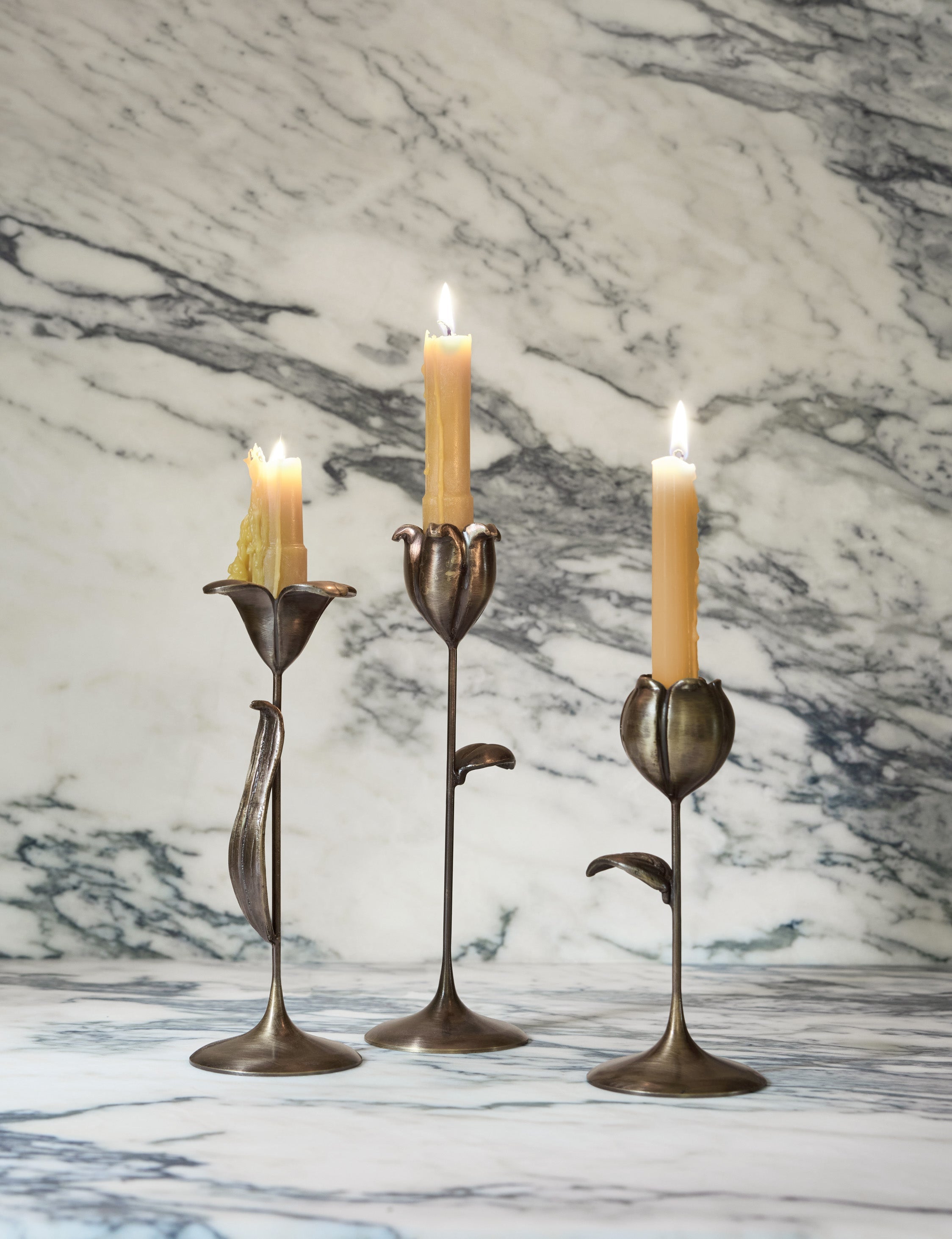 Lulu and Georgia Olivia Floral Candlesticks (Set of 3) by Sarah Sherman Samuel