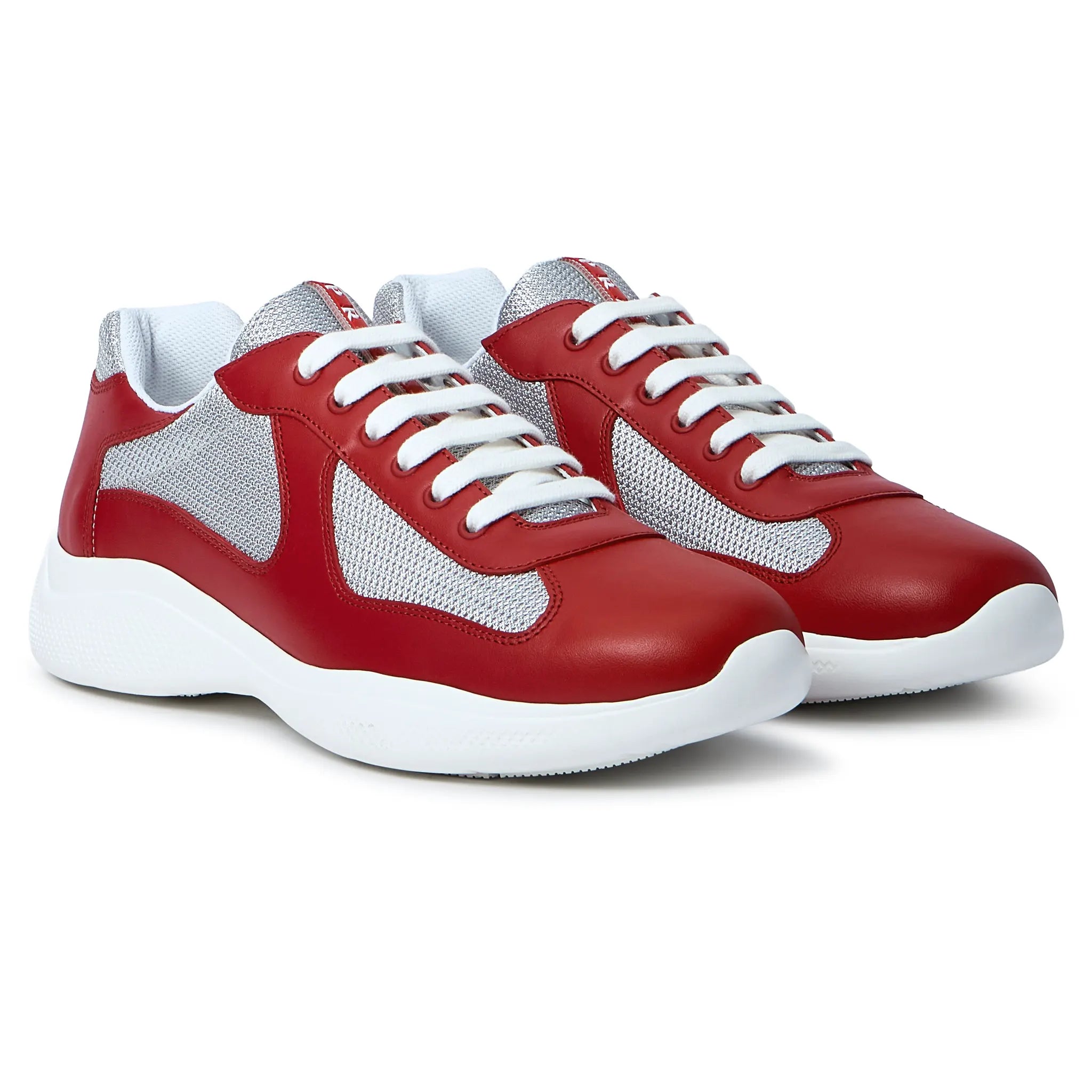 Prada Americas Cup Soft Rubber And Bike Fabric Red Silver Sneaker - view 2