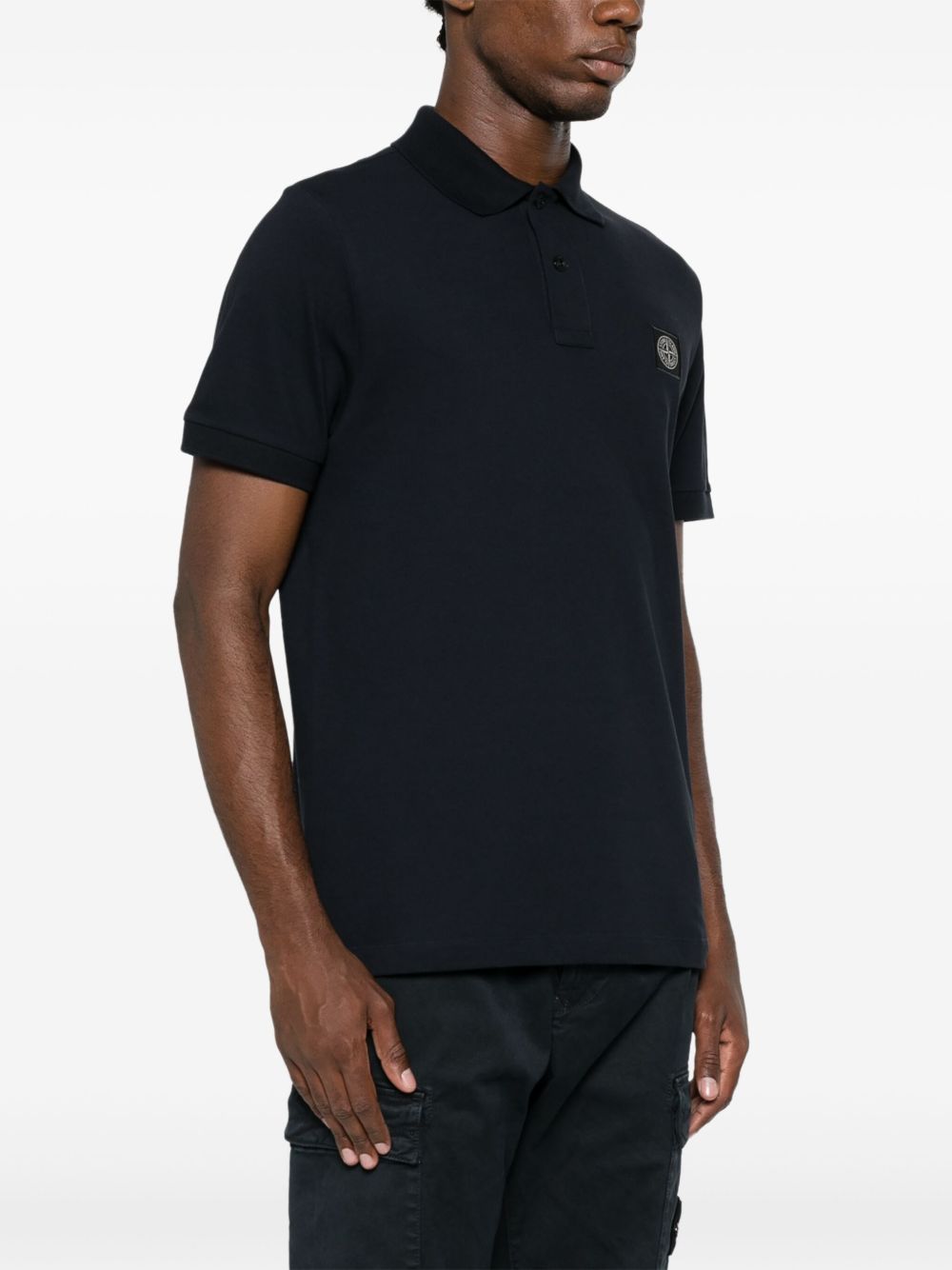 Stone Island Logo cotton polo shirt – 5% Elastan, 95% Cotone - view 2