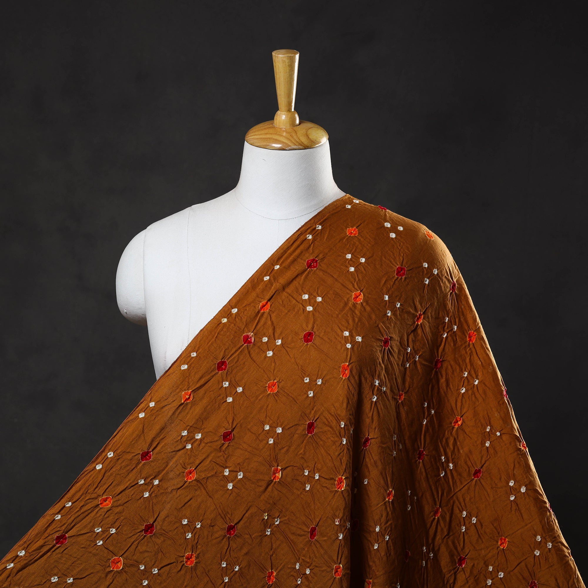 KACHCHH JI CHHAAP Brown - Kutch Tie & Dye Mul Cotton Bandhani Fabric 17 - view 2