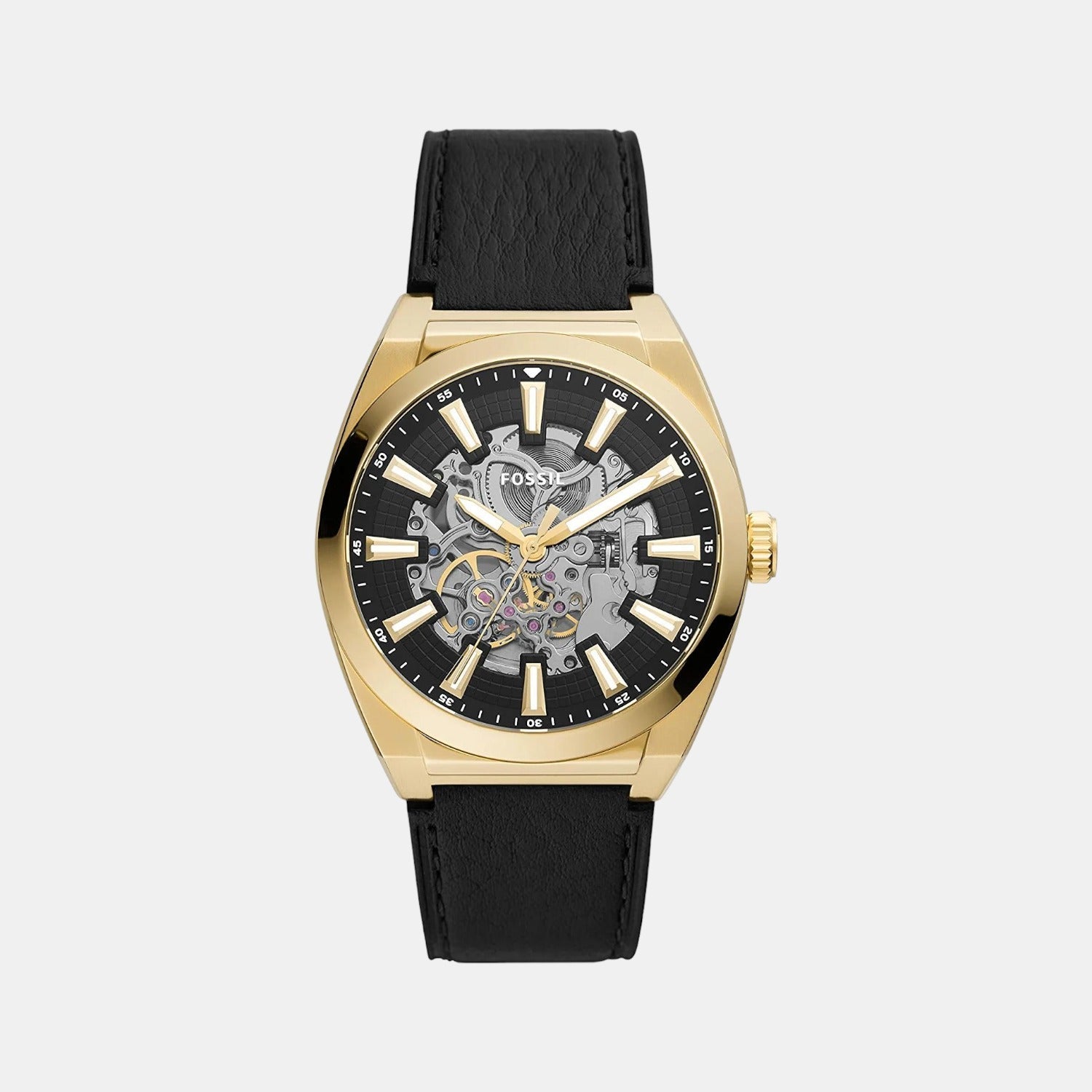 Fossil Everett Men Automatic Black Dial Analog Leather Watch ME3208