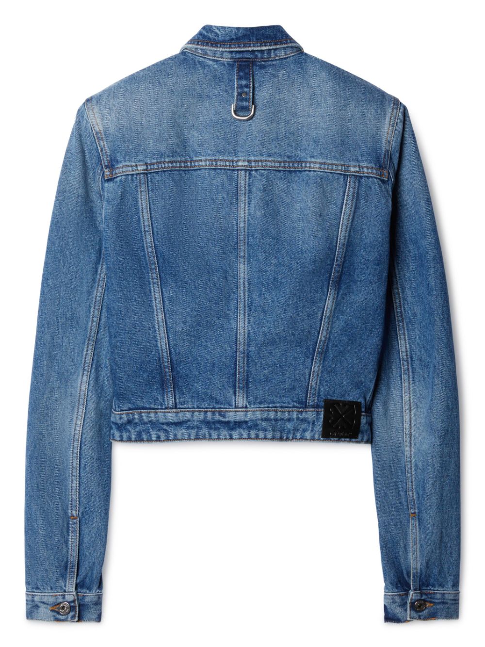 Off White Crop Denim Jacket With Belt – Cotton 100% - view 3