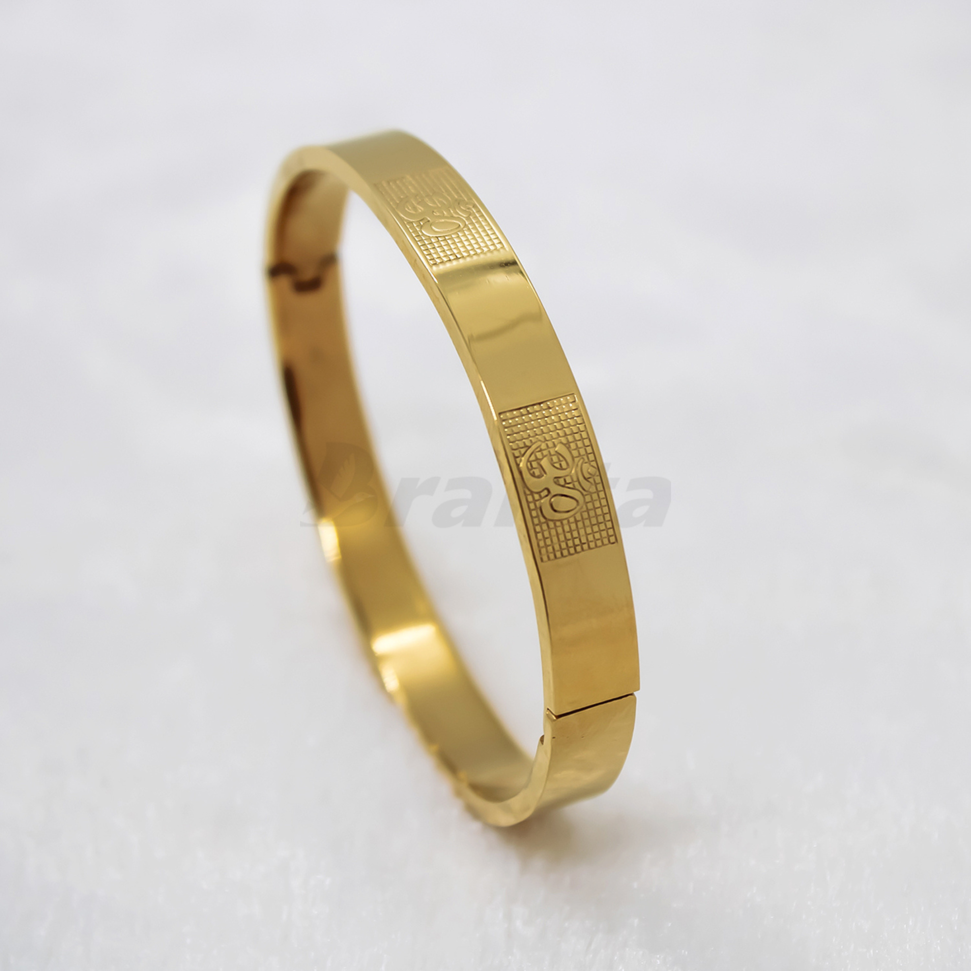 Branta Om Carving Premium Gold Bracelet For Men