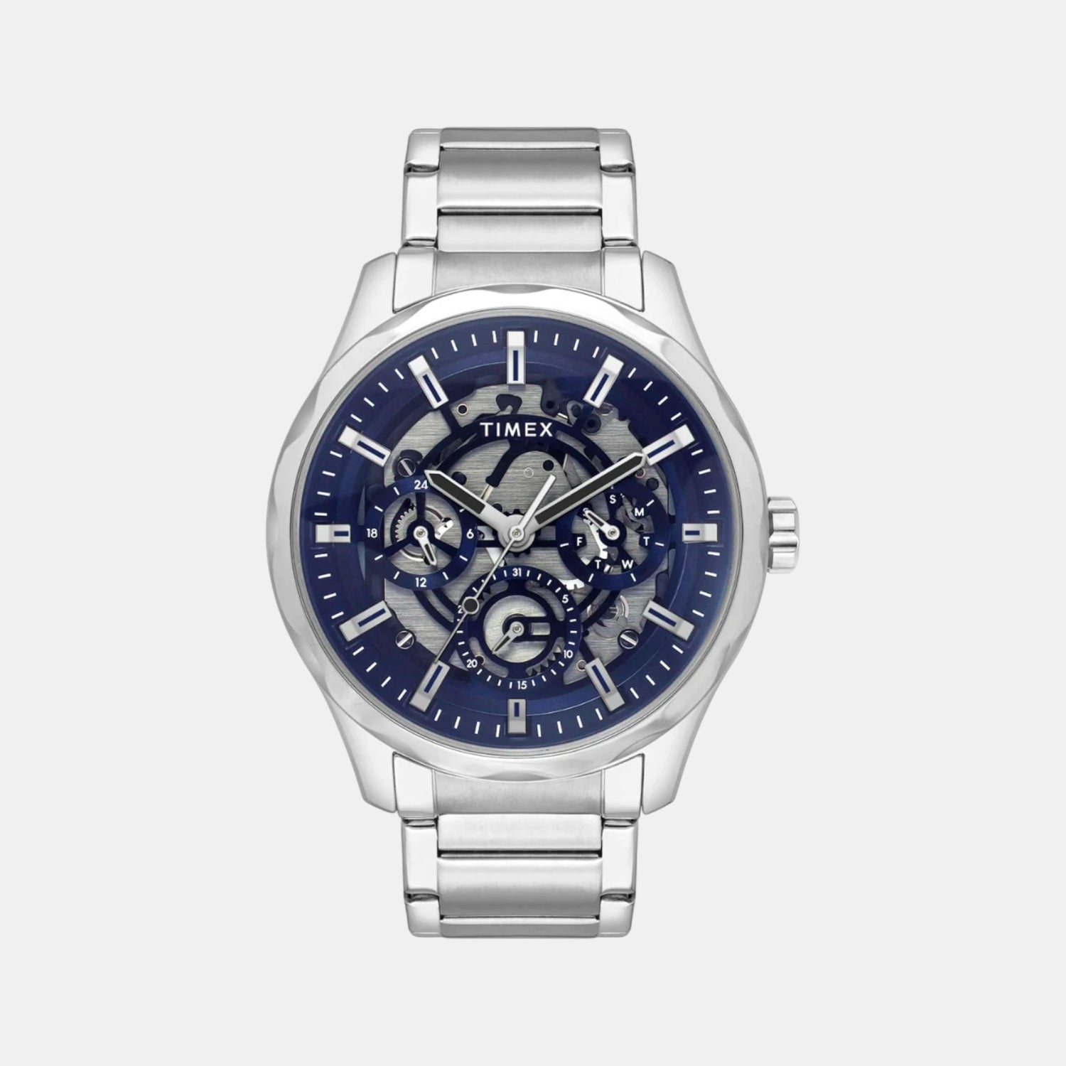 Timex E Class Men Quartz Blue Dial Multi-Function Stainless Steel Watch TW0TG7627