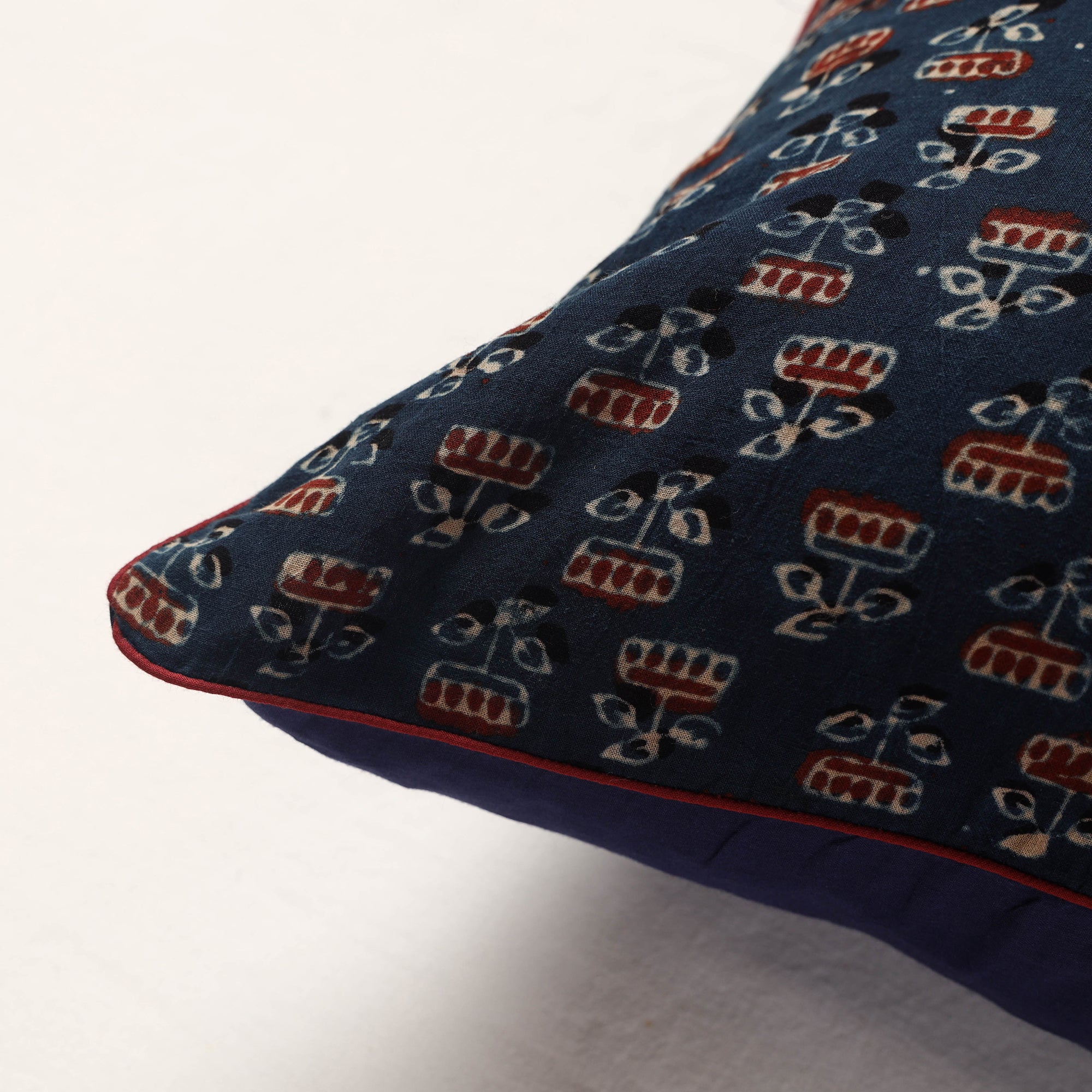 NOORI BAZAR Blue - Ajrakh Block Printed Cotton Cushion Cover (16 x 16 in) - view 2