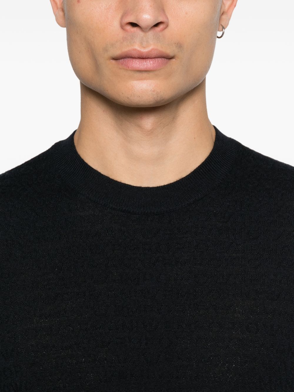 Emporio Armani Wool crewneck sweater – 100% Virgin Wool - view 4