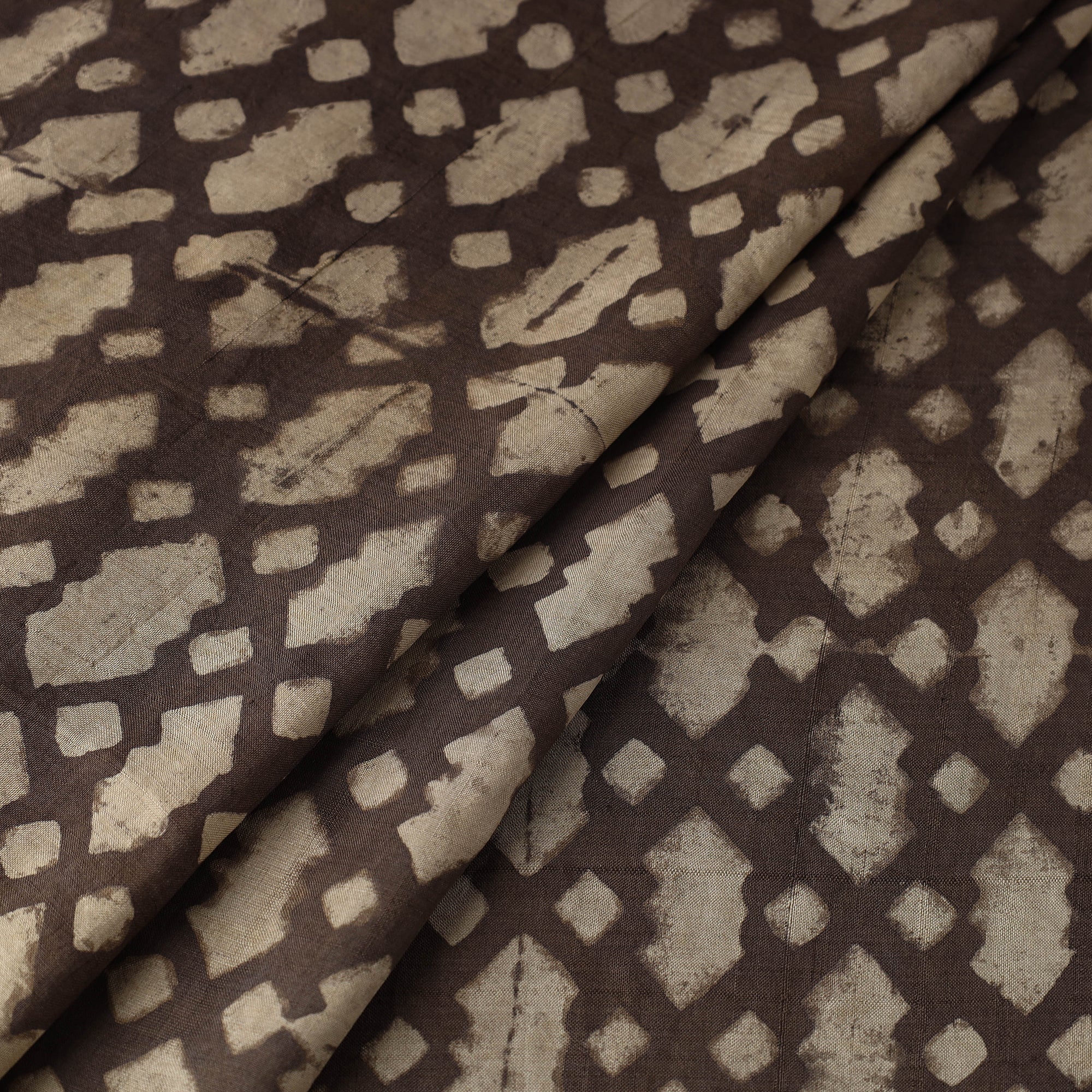 HAVELI CHRONICLES Brown - Akola Hand Block Printed Mulberry Silk Fabric 11 - view 2