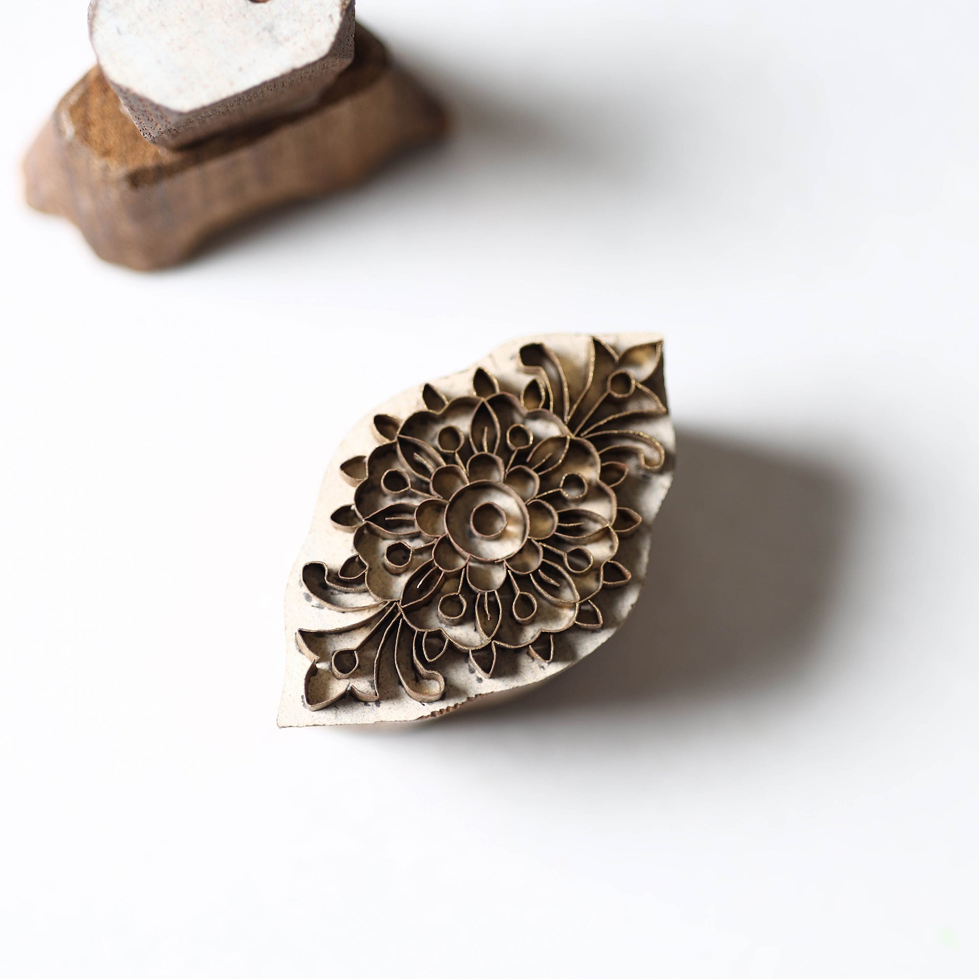 ITOKRI CRAFTS INITIATIVE Hand Carved Rohida Wood Brass Block (2 in) - view 2