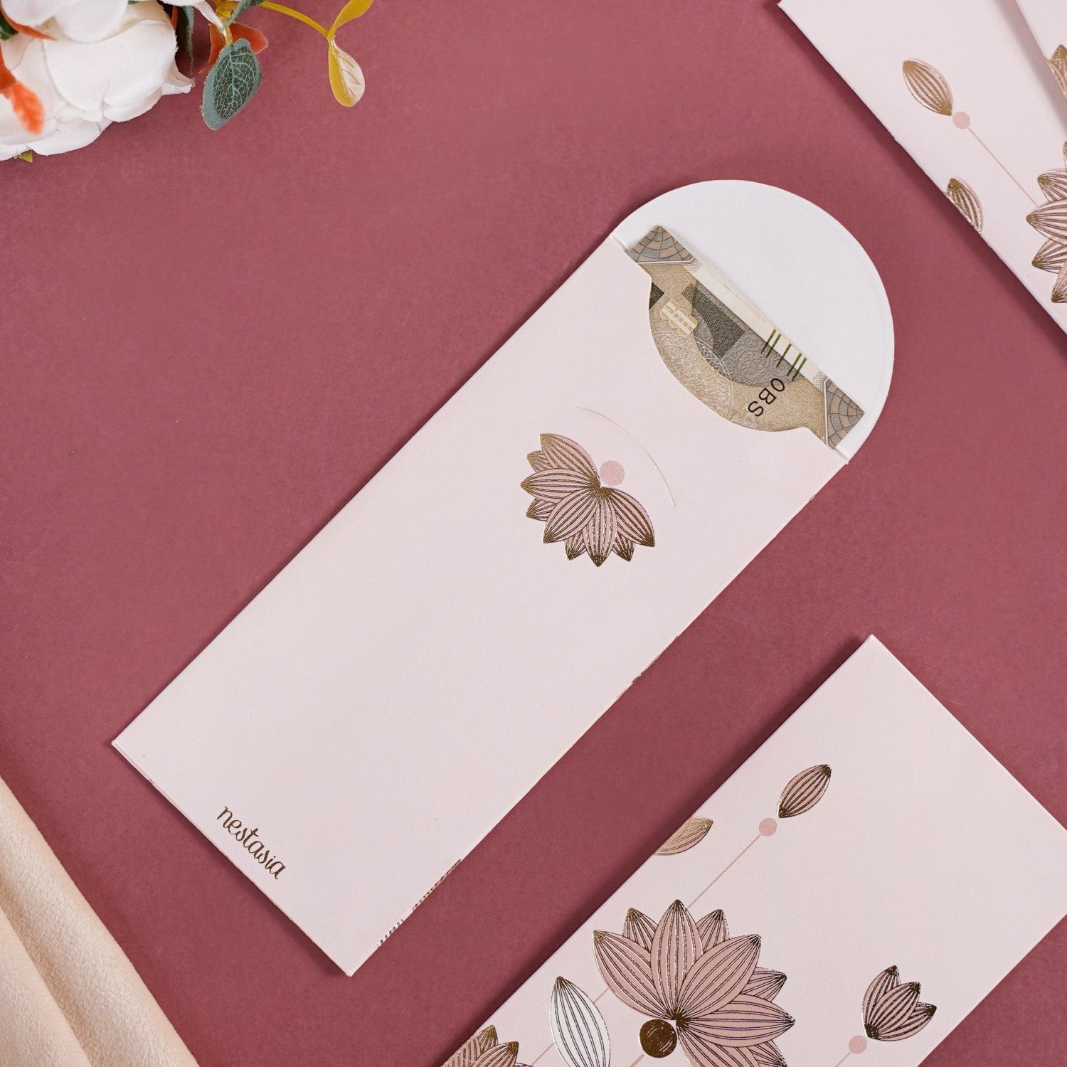 Nestasia Money Gift Envelope Gold Lotus Set Of 12 Pink - view 2