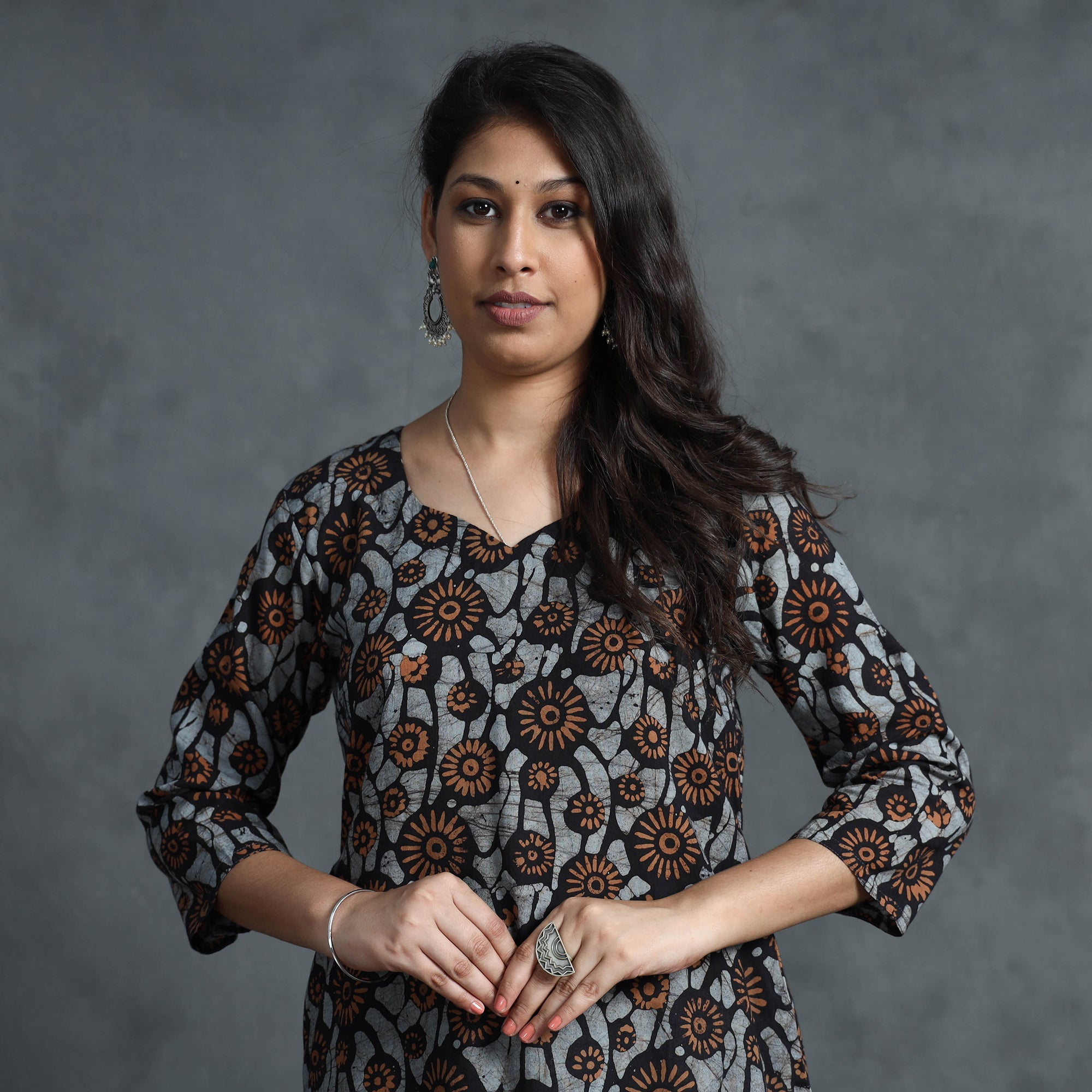 ITOKRI CASUALS Brown - Hand Batik Printed Cotton Kurta