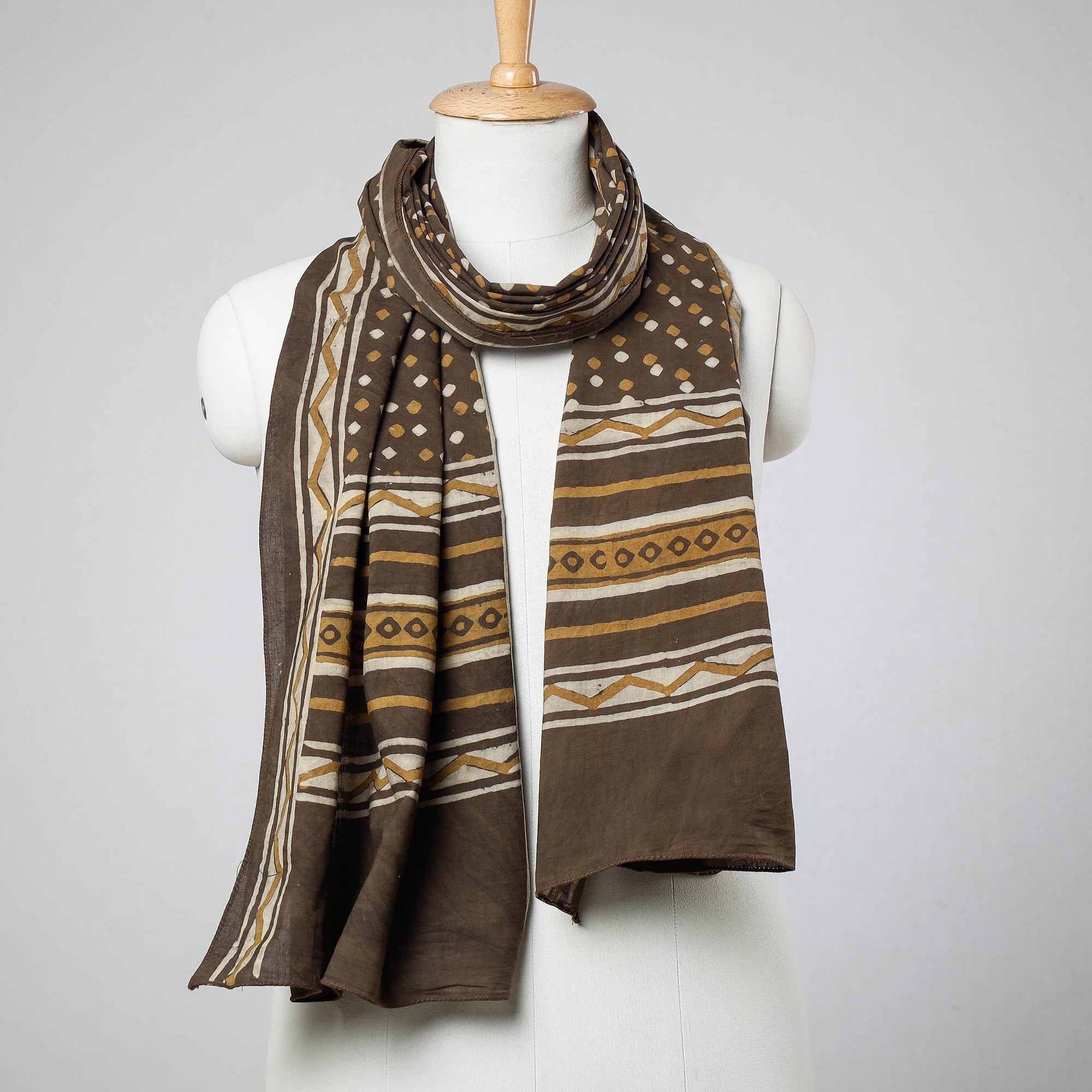 HAVELI CHRONICLES Brown - Akola Block Printed Cotton Stole