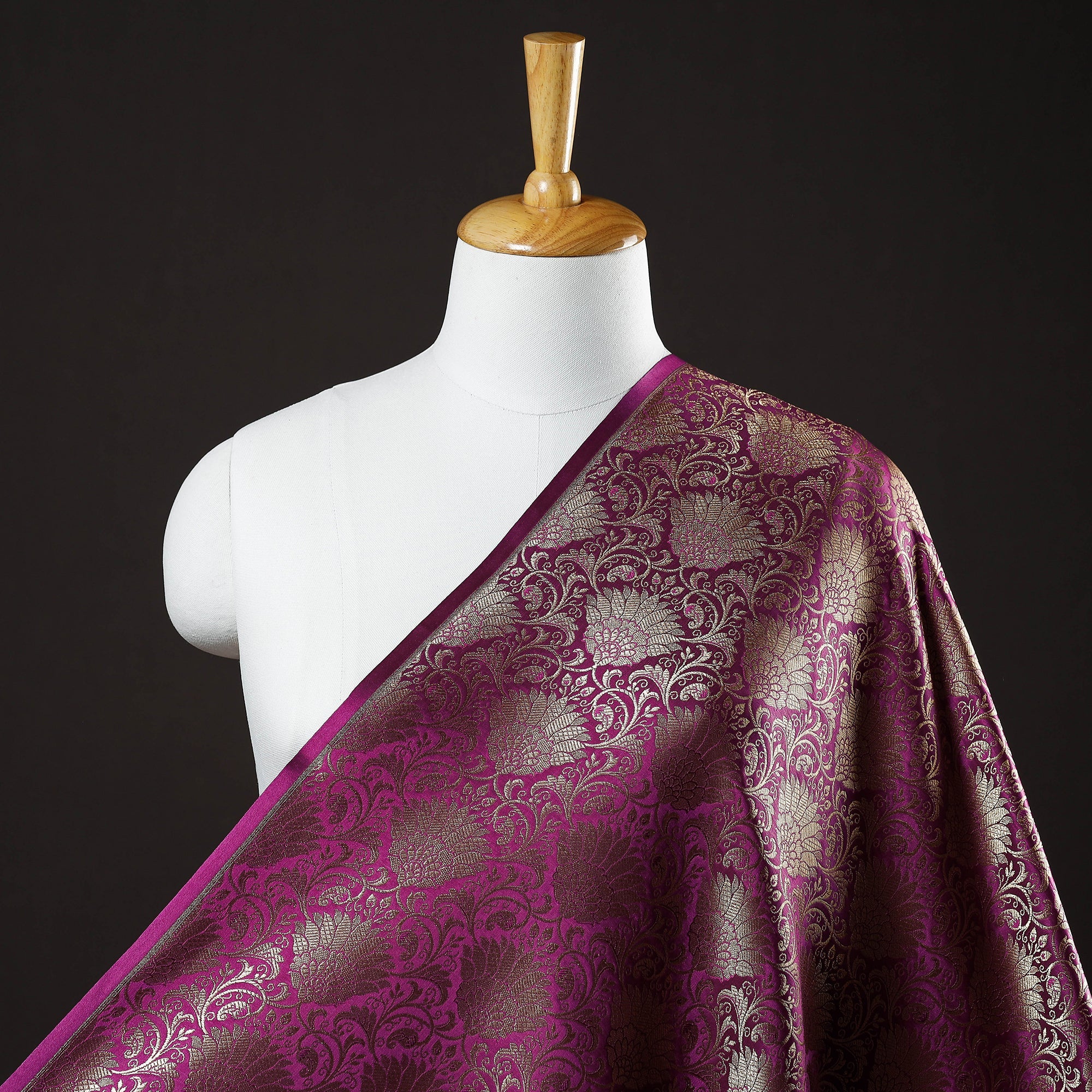 BANARASI BY MAQBUL HASAN Purple - Banarasi Jacquard Brocade Viscose Silk Fabric - view 2