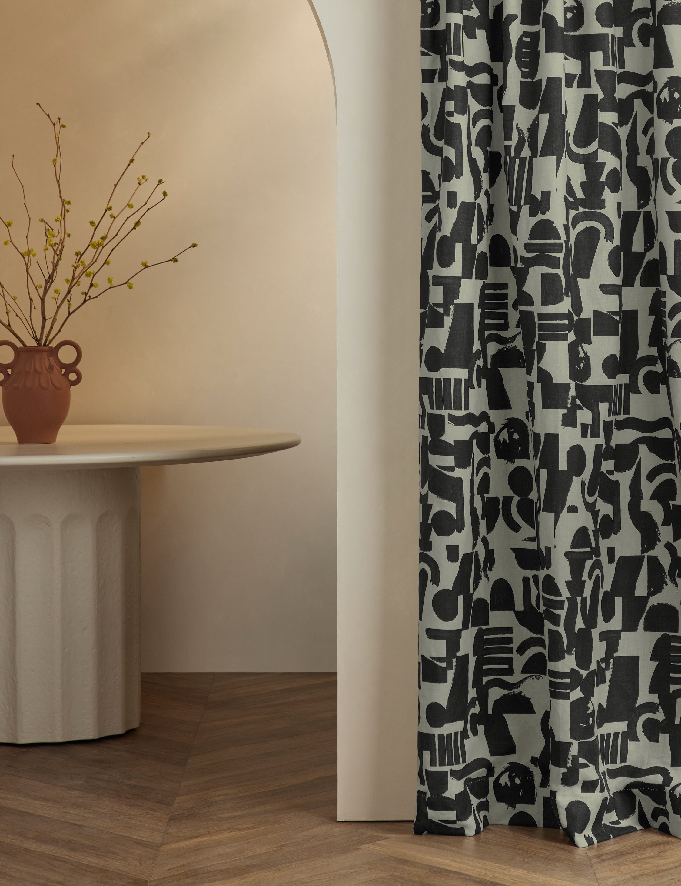 Lulu and Georgia Organic Shapes Linen Curtain Panel by Sarah Sherman Samuel - view 2