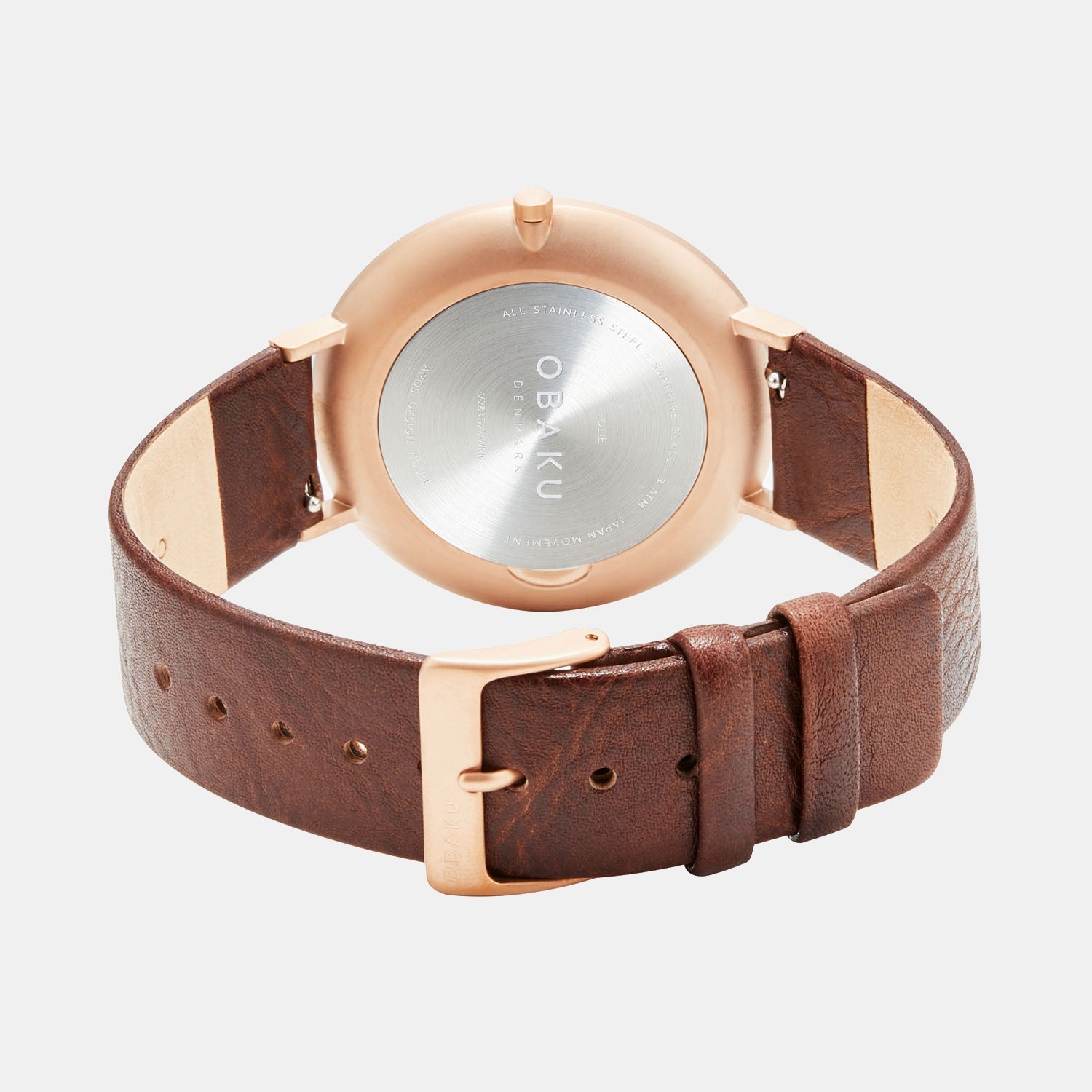 Obaku Folie Mahogany Men Quartz Silver Dial Analog Leather Watch V283GXVWRN - view 4